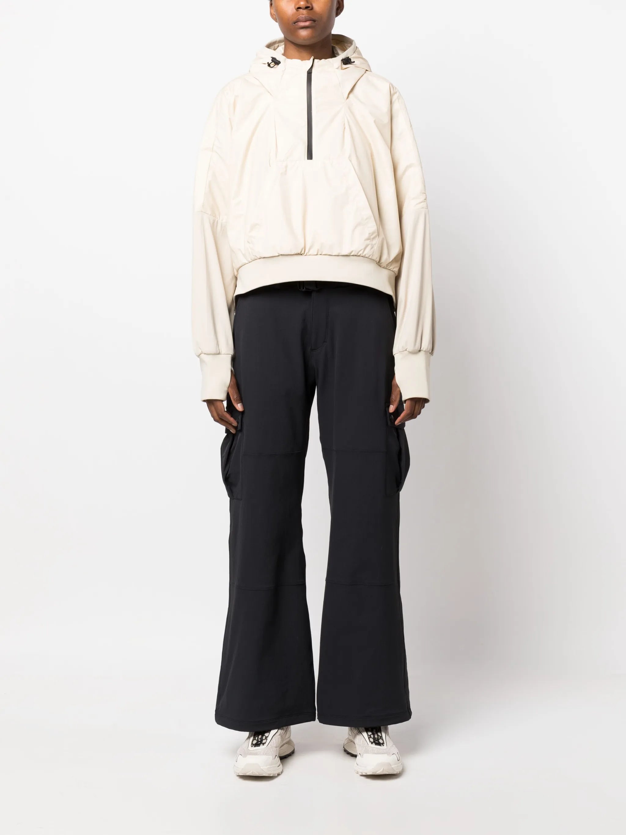 Midlayer half-zip cropped hoodie