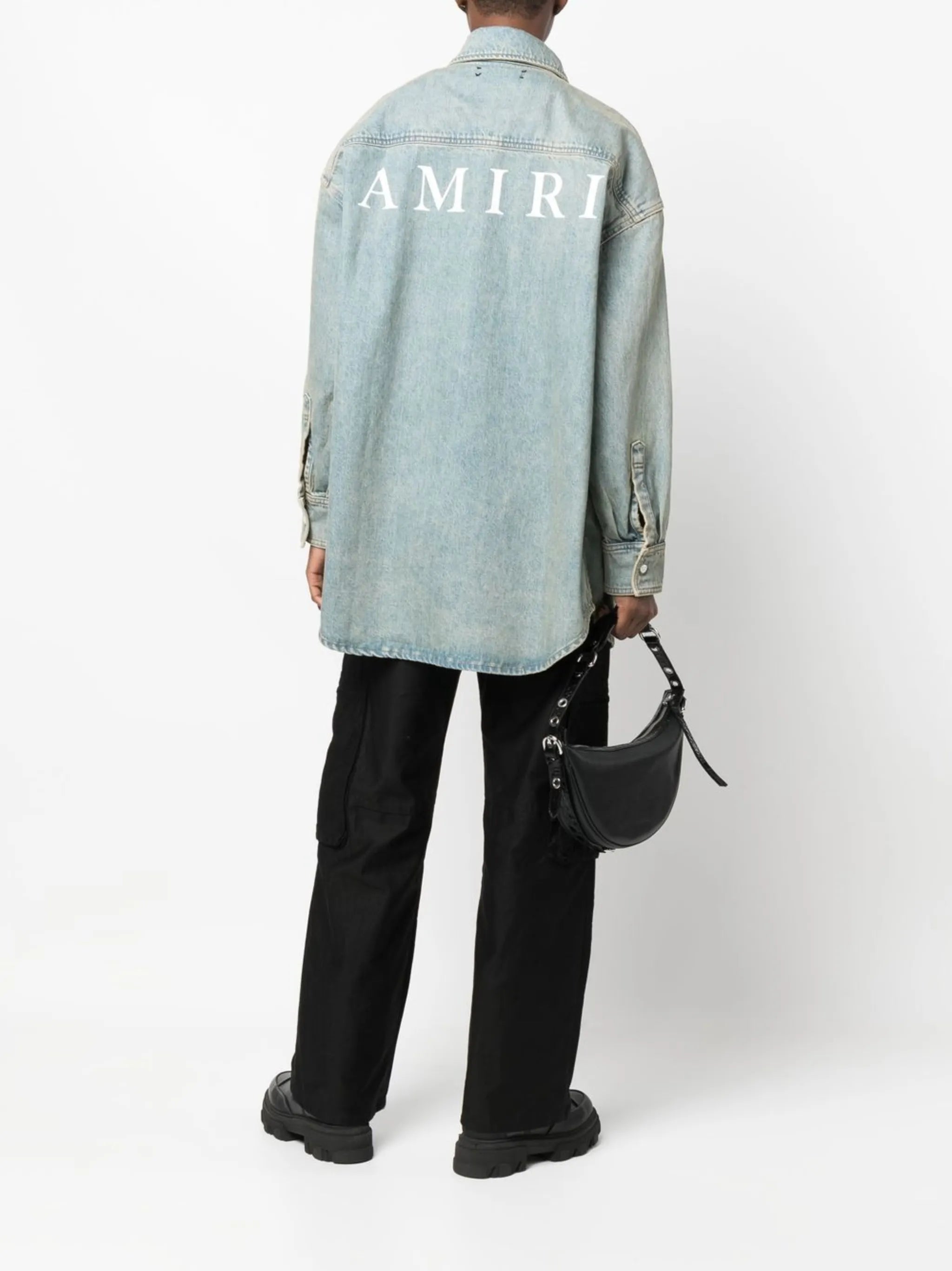embroidered-logo detail denim shirt