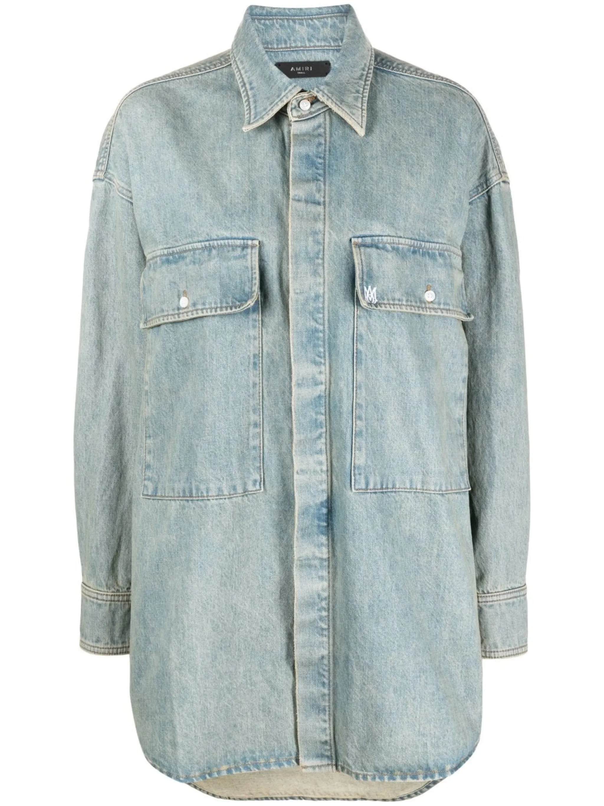 embroidered-logo detail denim shirt