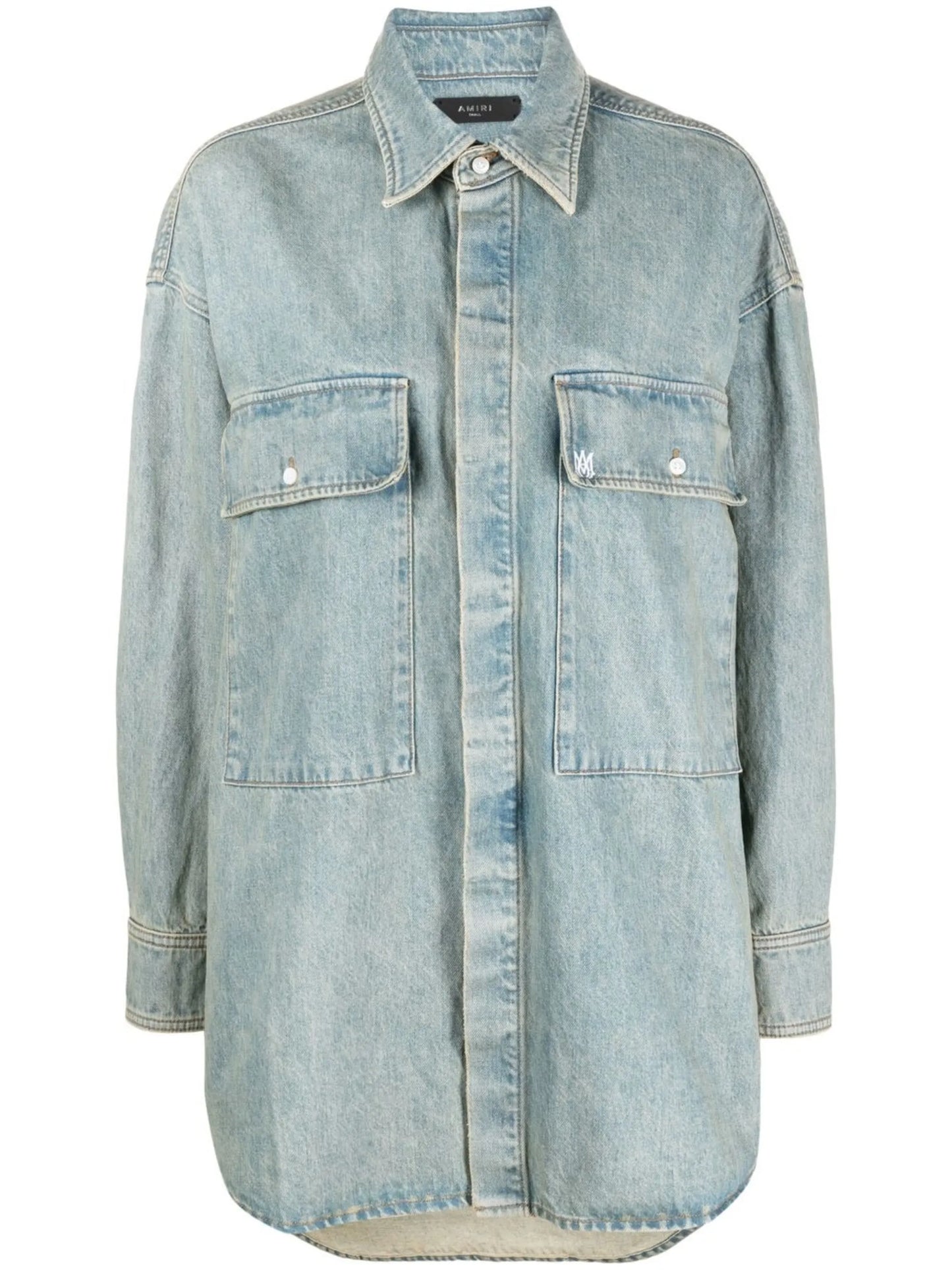 embroidered-logo detail denim shirt
