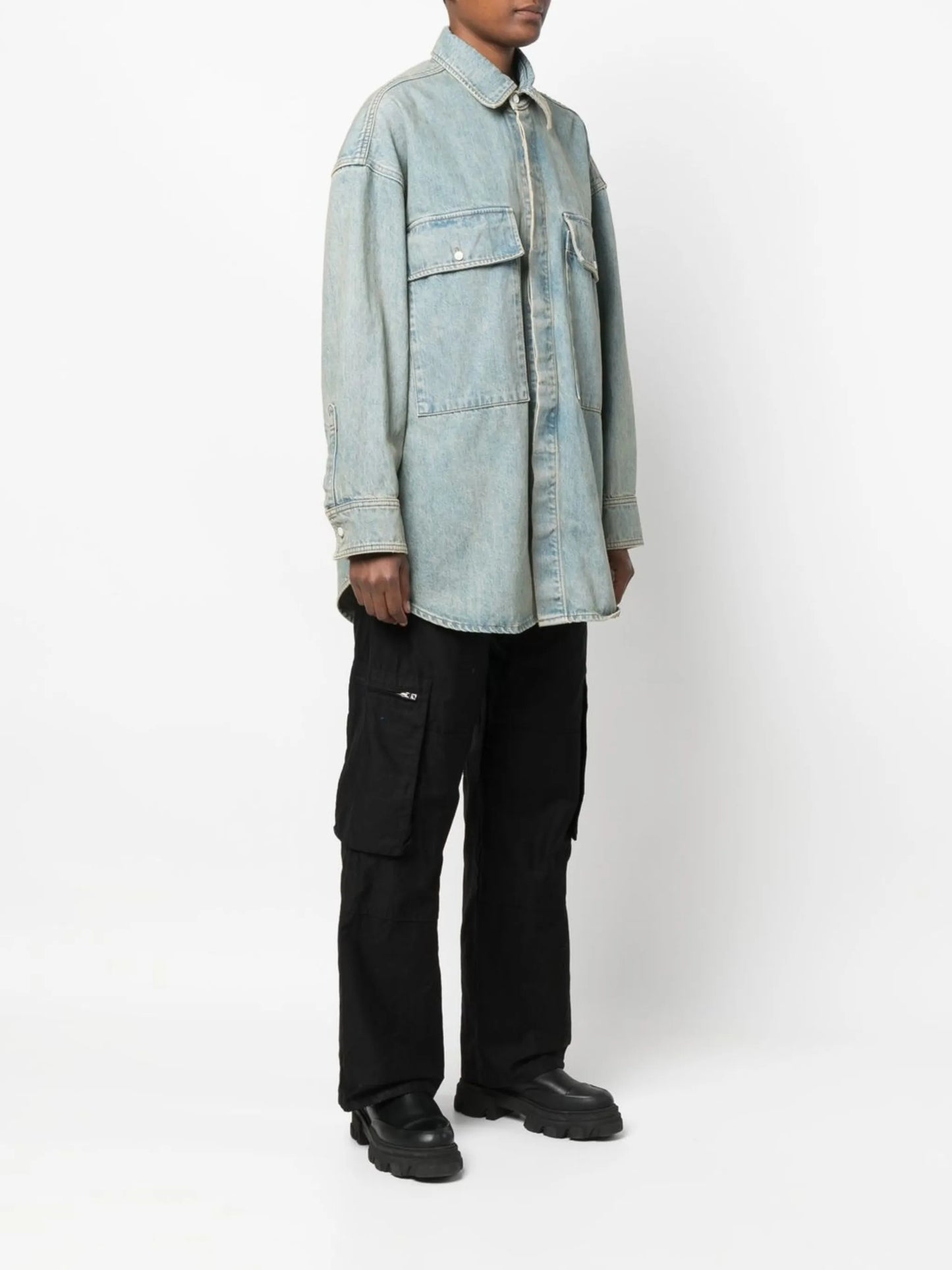 embroidered-logo detail denim shirt