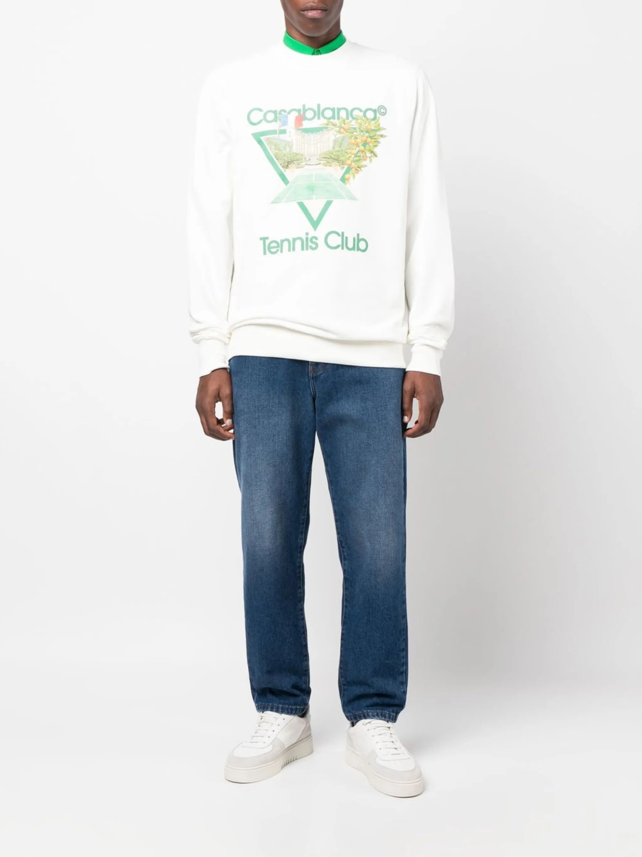 Tennis Club-print crew neck sweatshirt