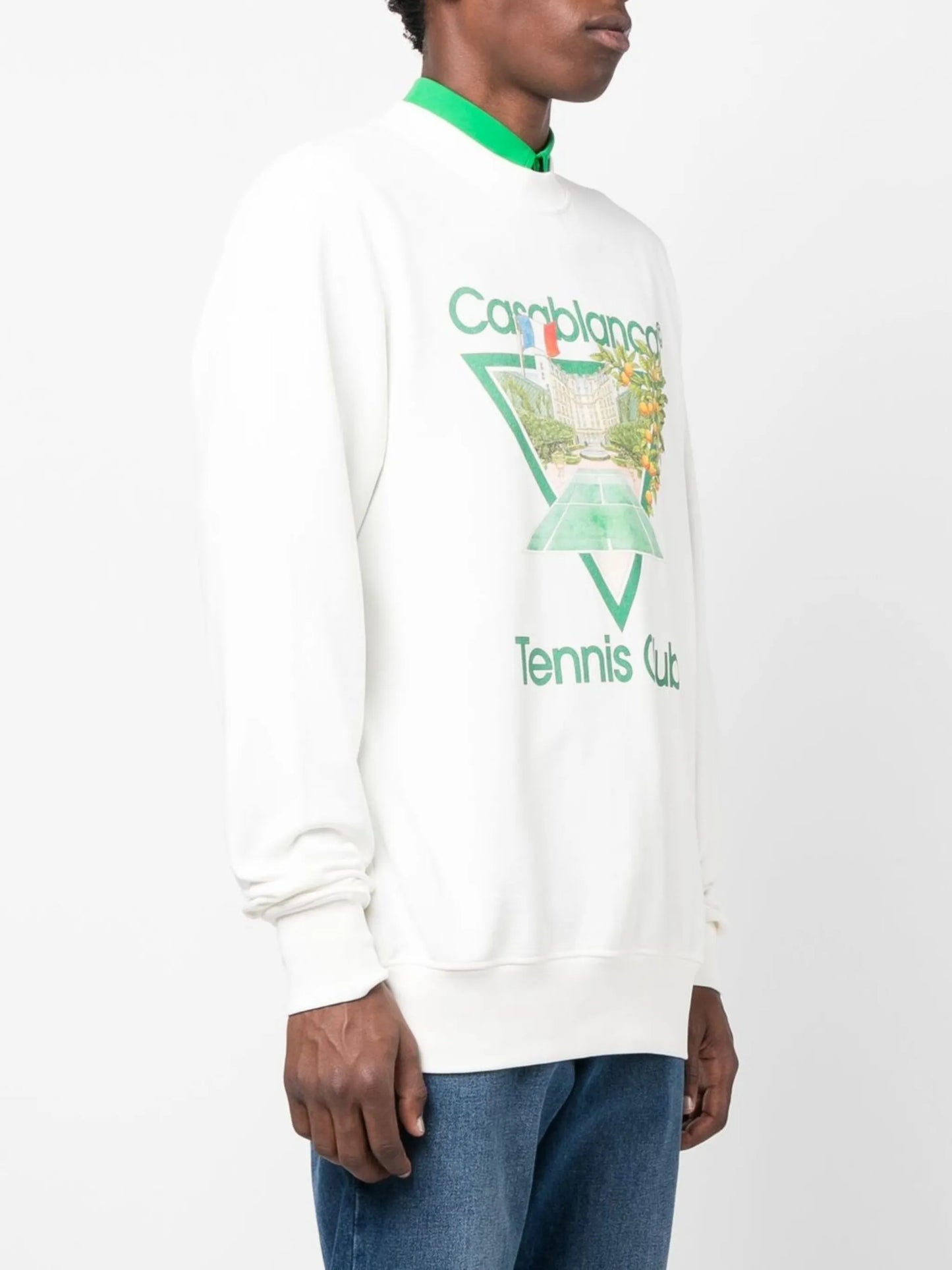 Tennis Club-print crew neck sweatshirt