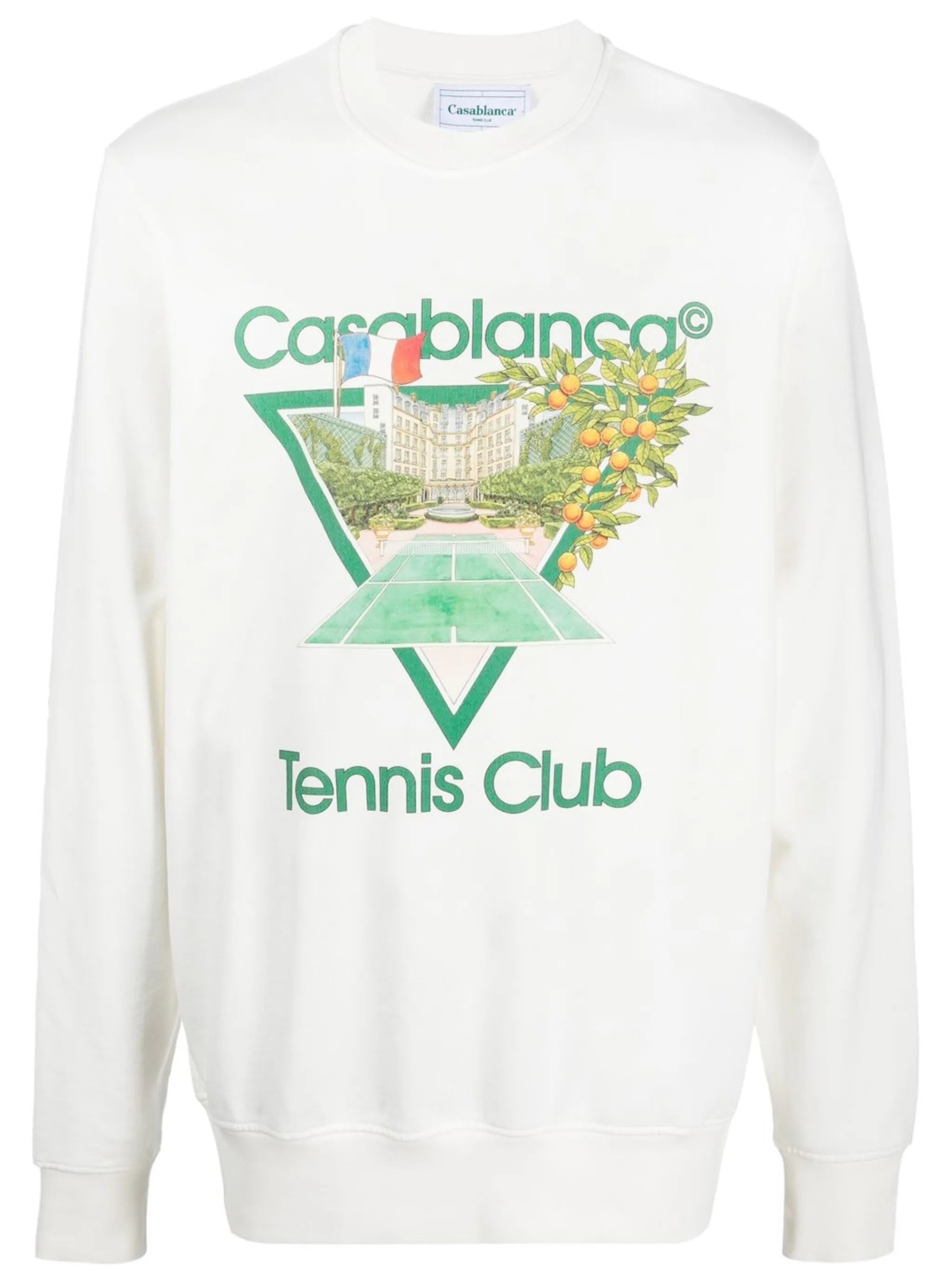 Tennis Club-print crew neck sweatshirt