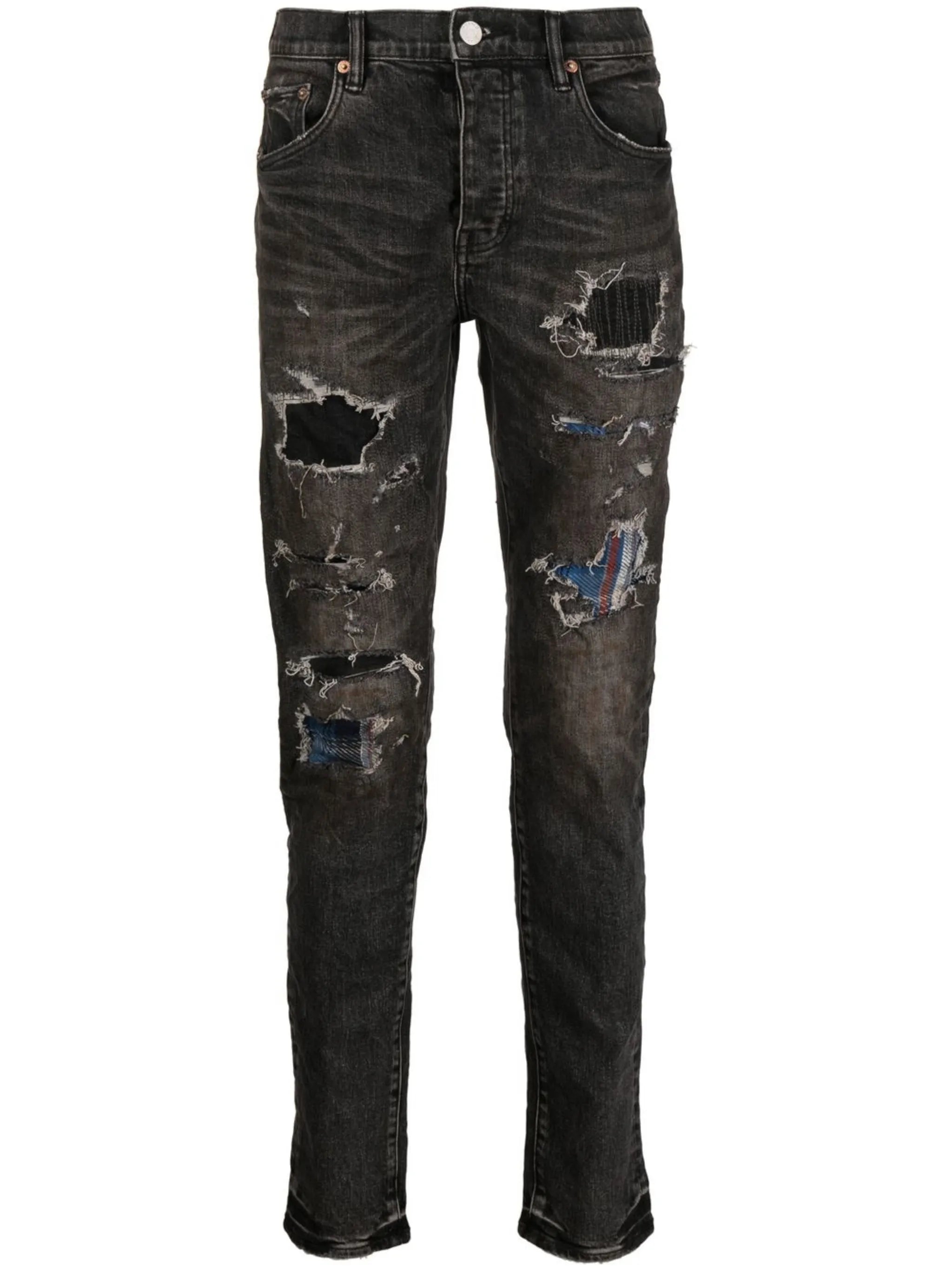 distressed-effect slim-fit jeans