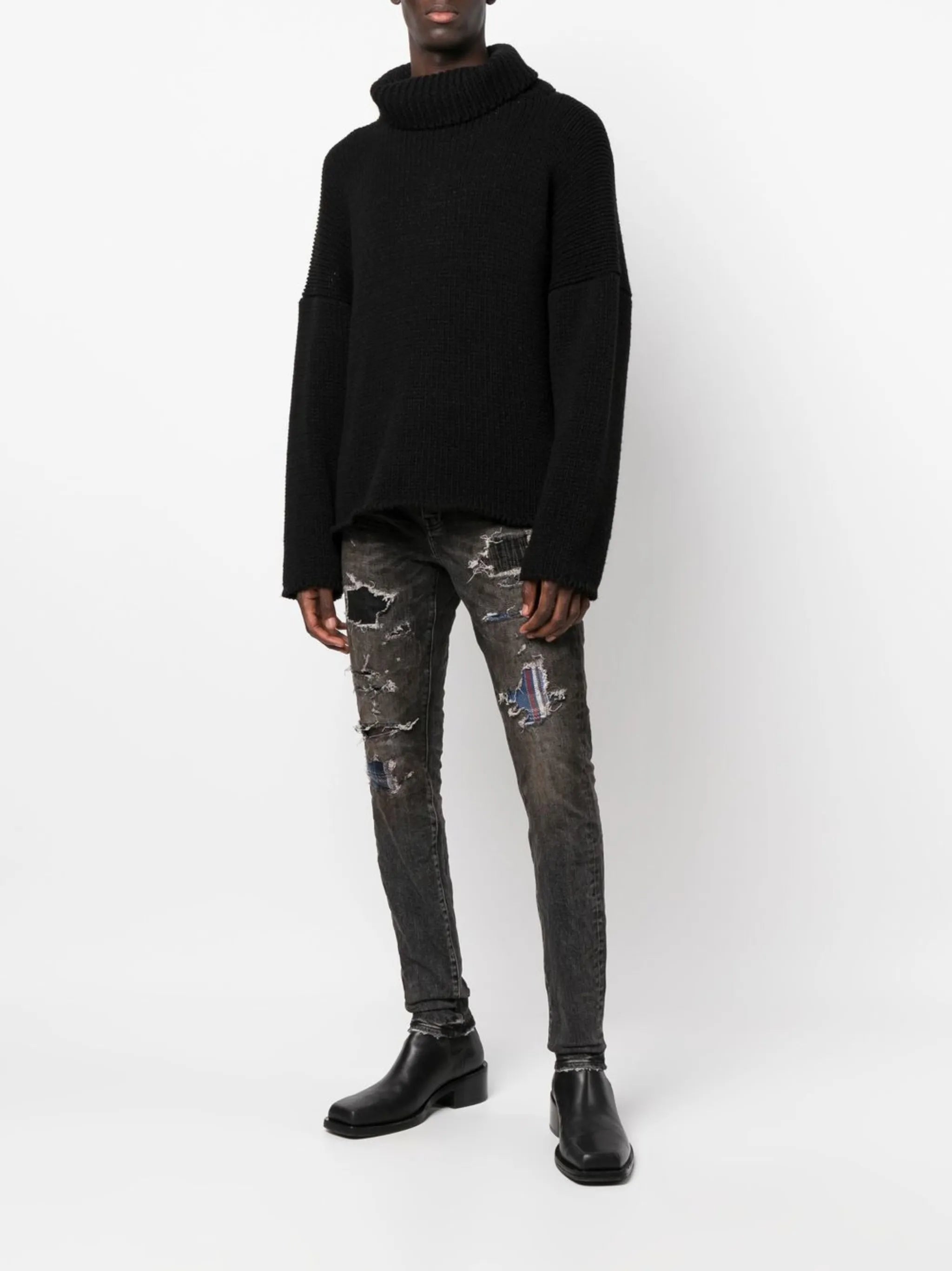 distressed-effect slim-fit jeans