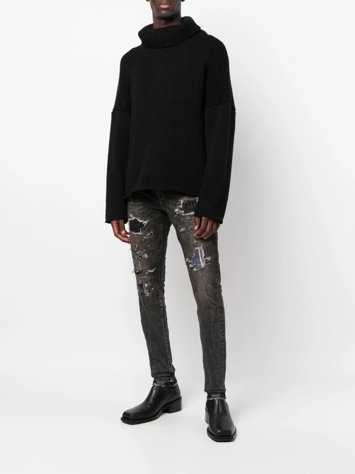 distressed-effect slim-fit jeans