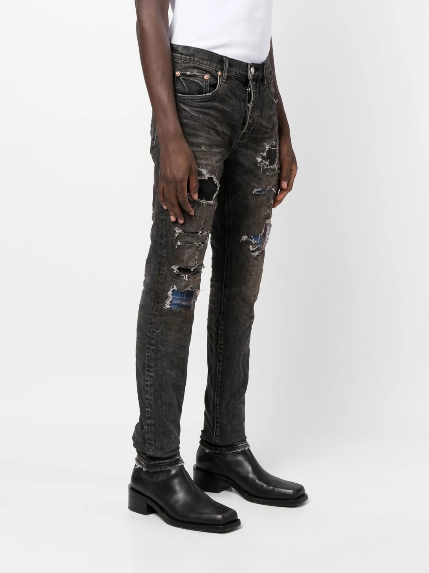 distressed-effect slim-fit jeans
