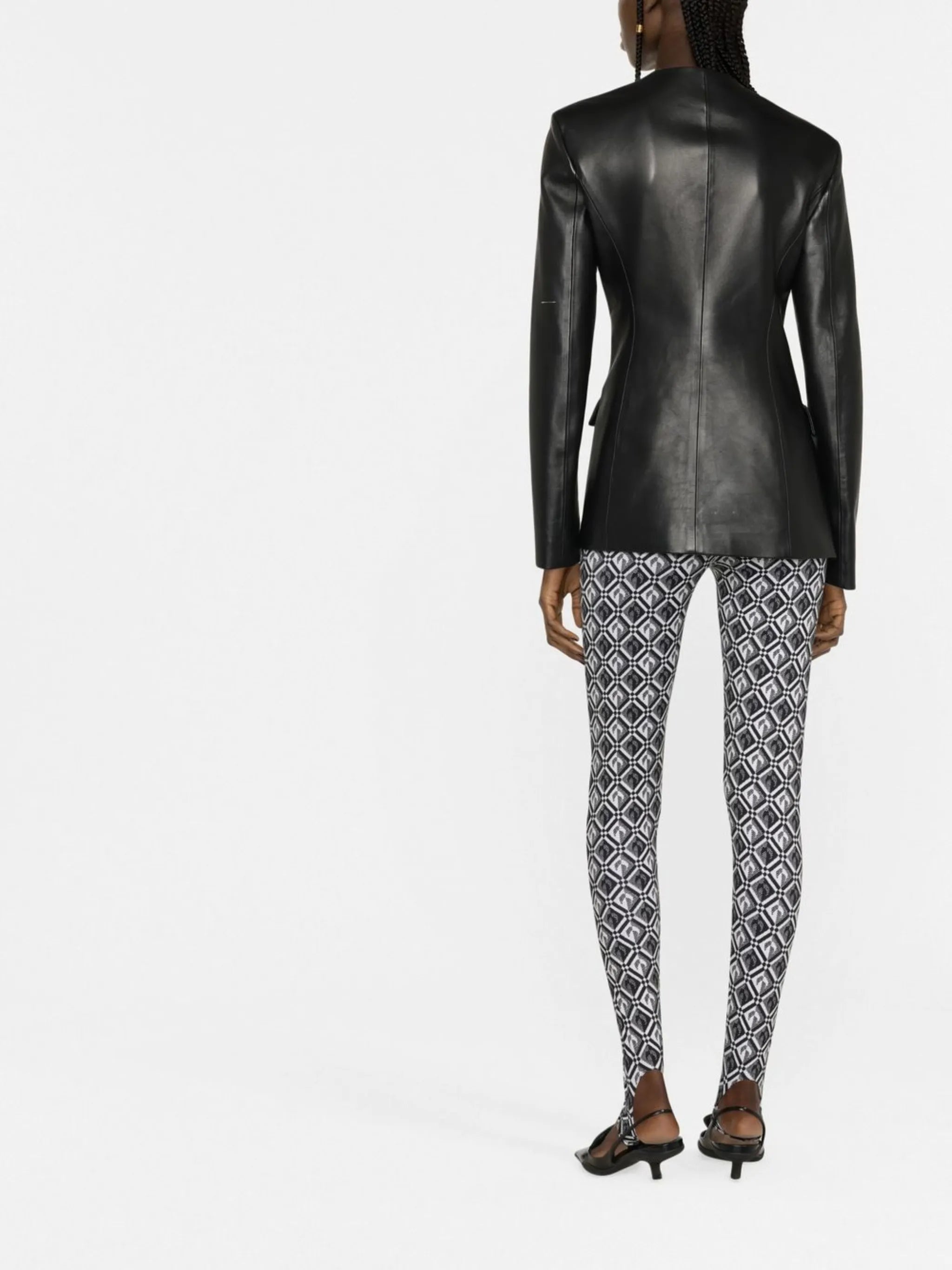 crescent moon diamond-jacquard leggings