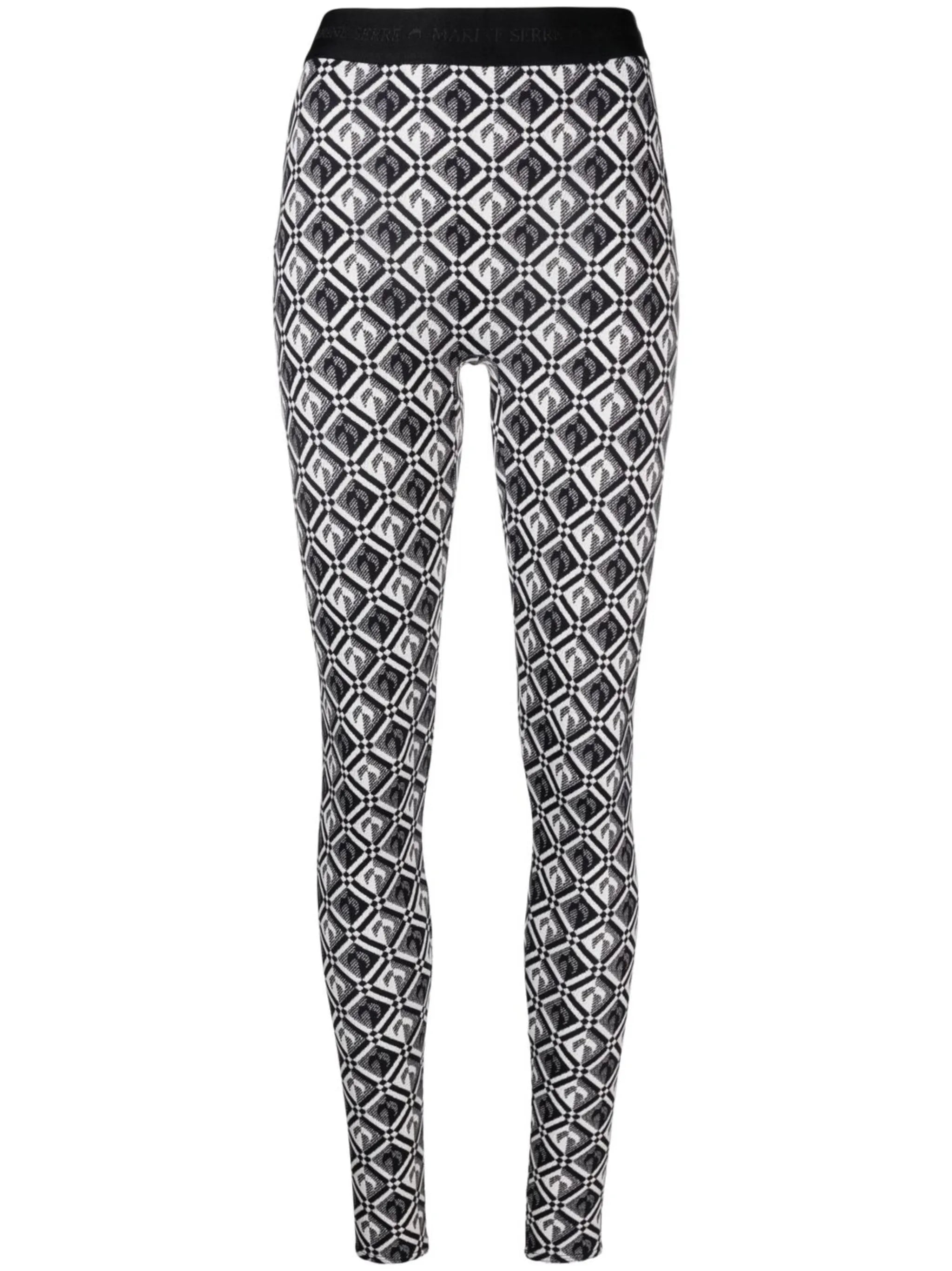 crescent moon diamond-jacquard leggings