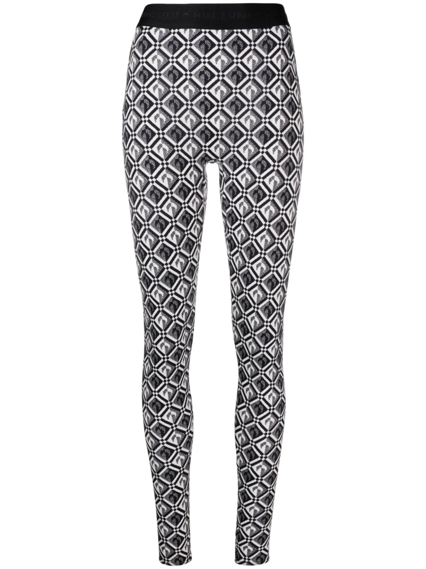 crescent moon diamond-jacquard leggings