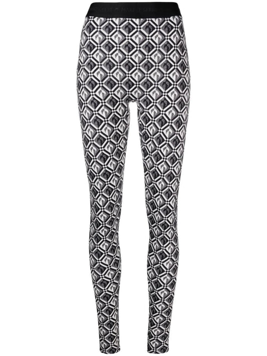 crescent moon diamond-jacquard leggings