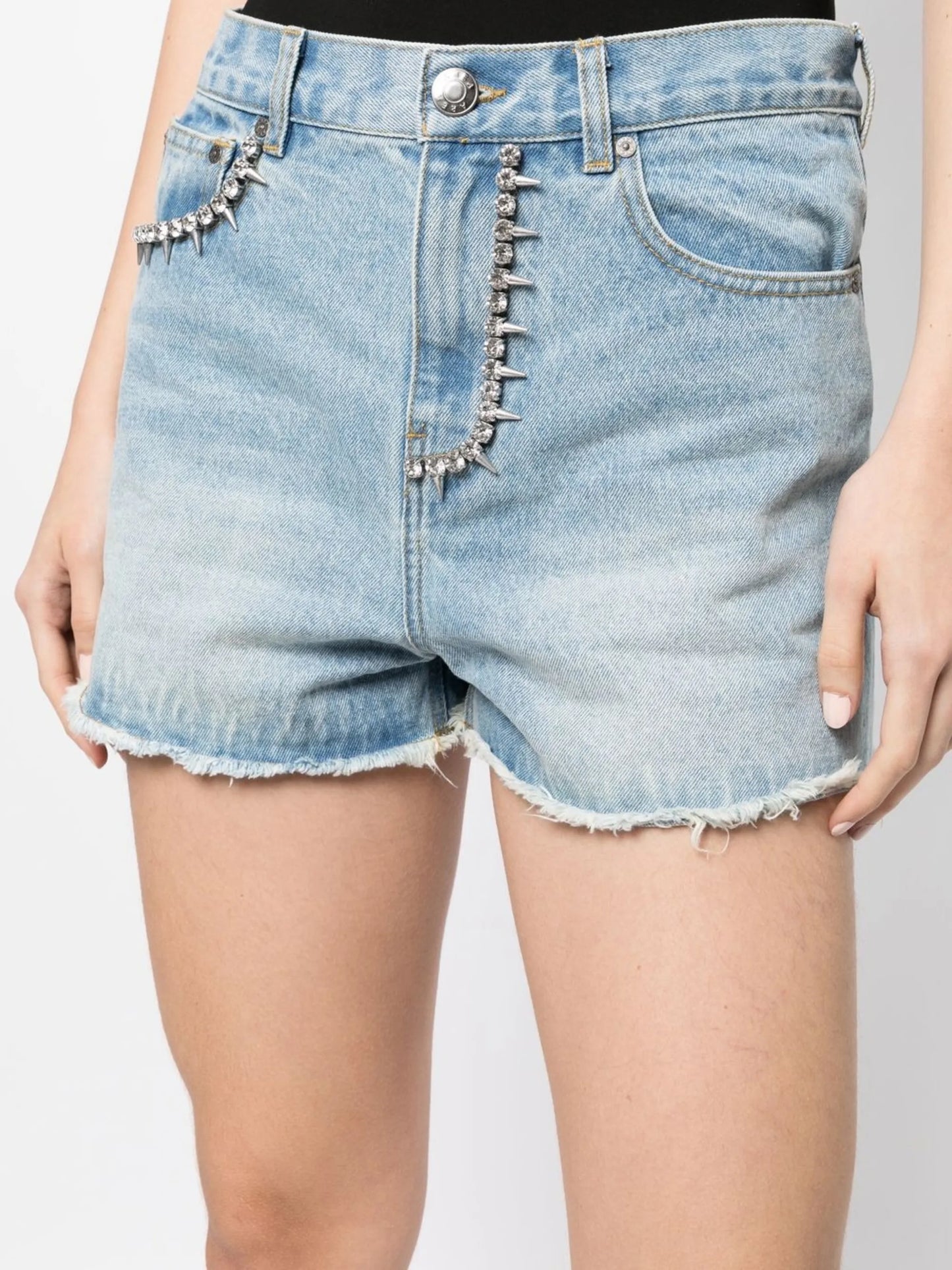 logo-lettering denim shorts