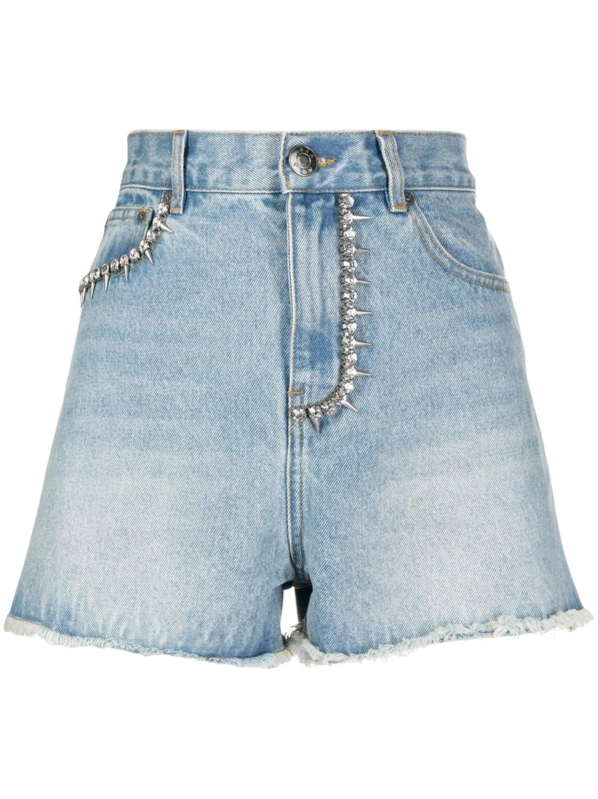 logo-lettering denim shorts
