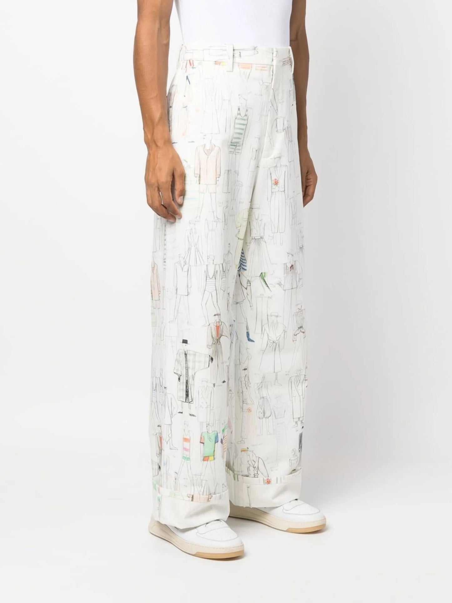 graphic-print wide-leg trousers