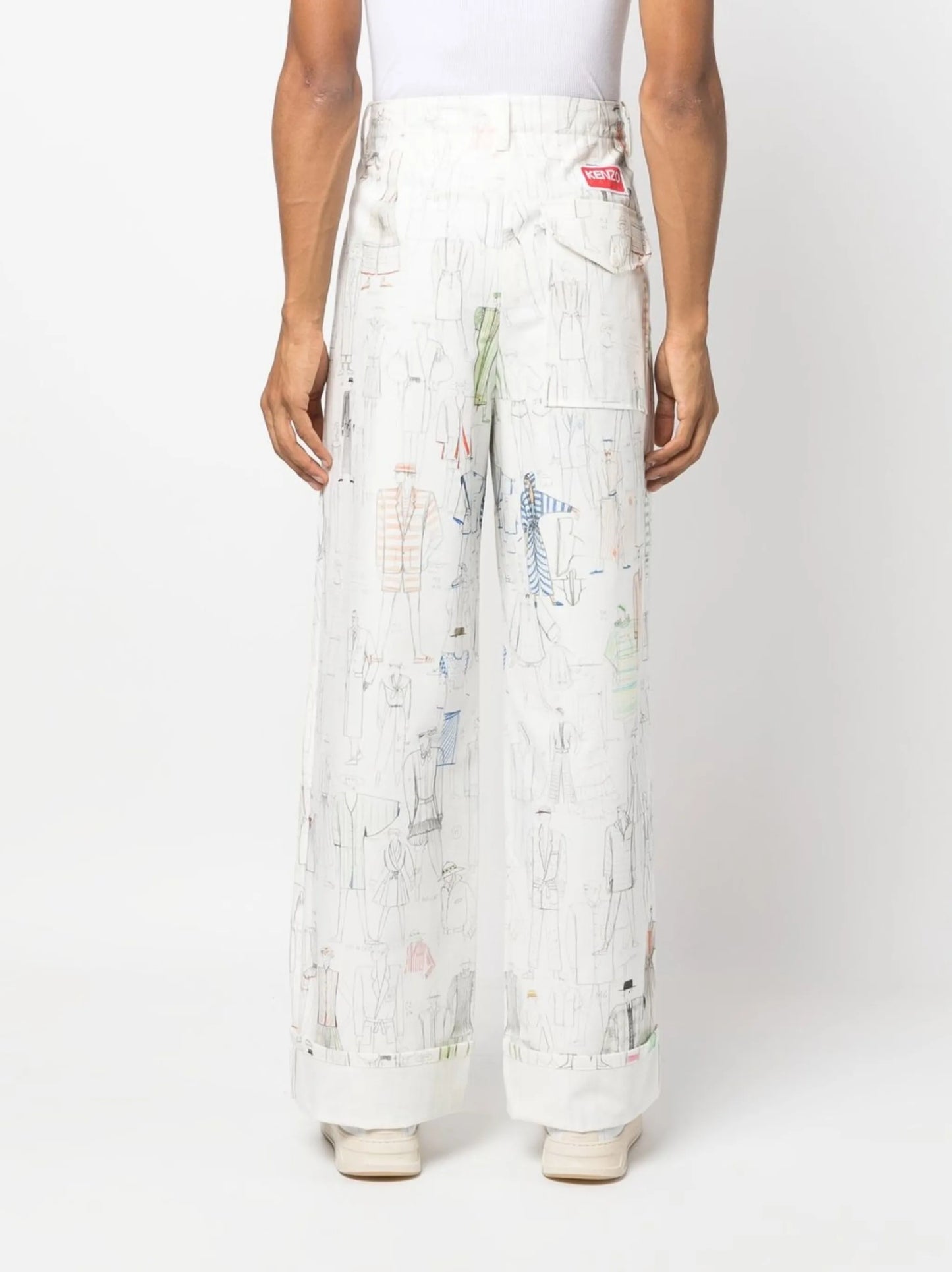 graphic-print wide-leg trousers