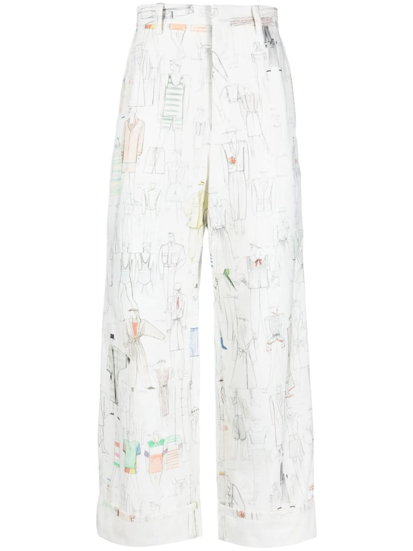 graphic-print wide-leg trousers