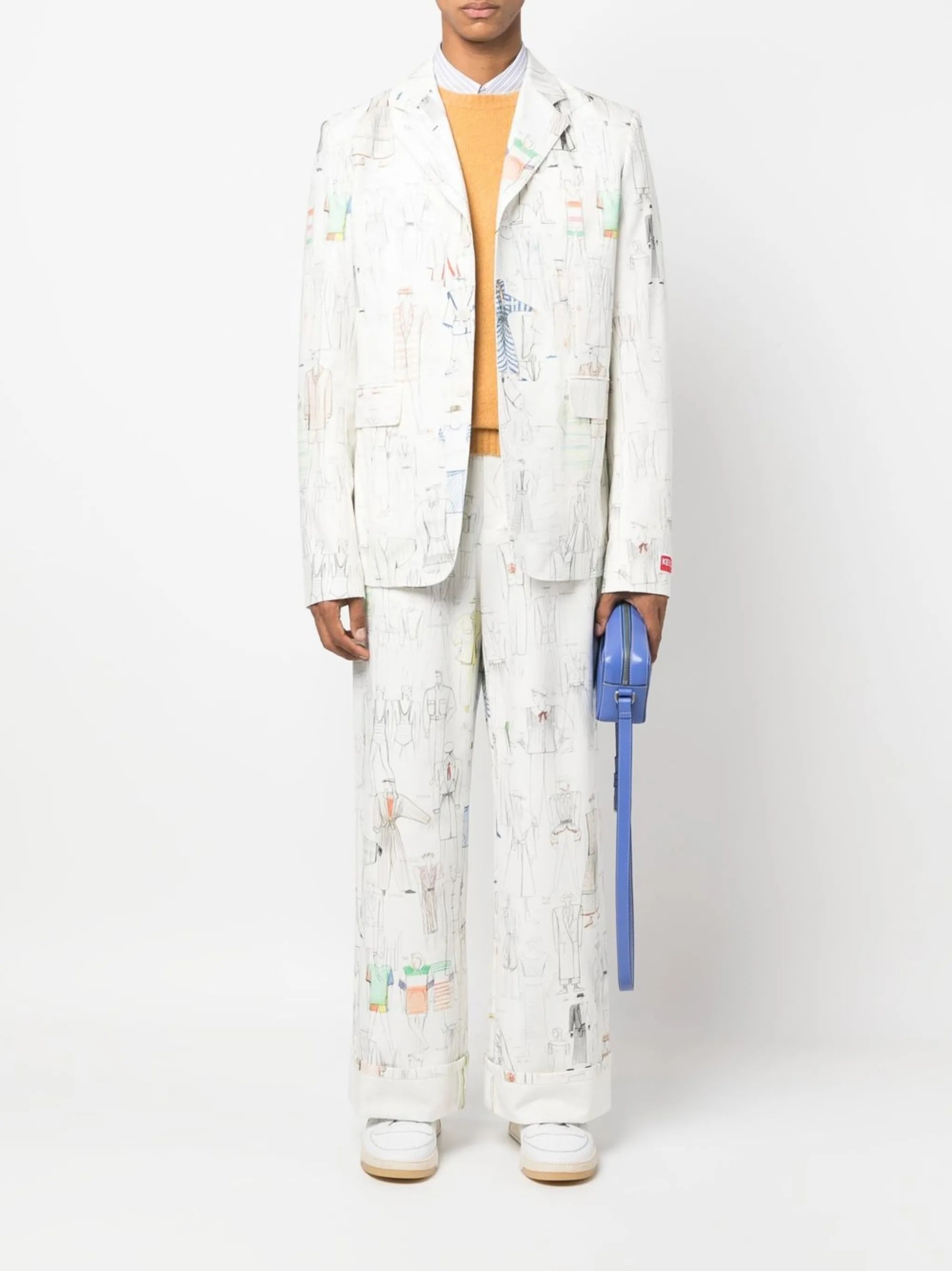 graphic-print wide-leg trousers