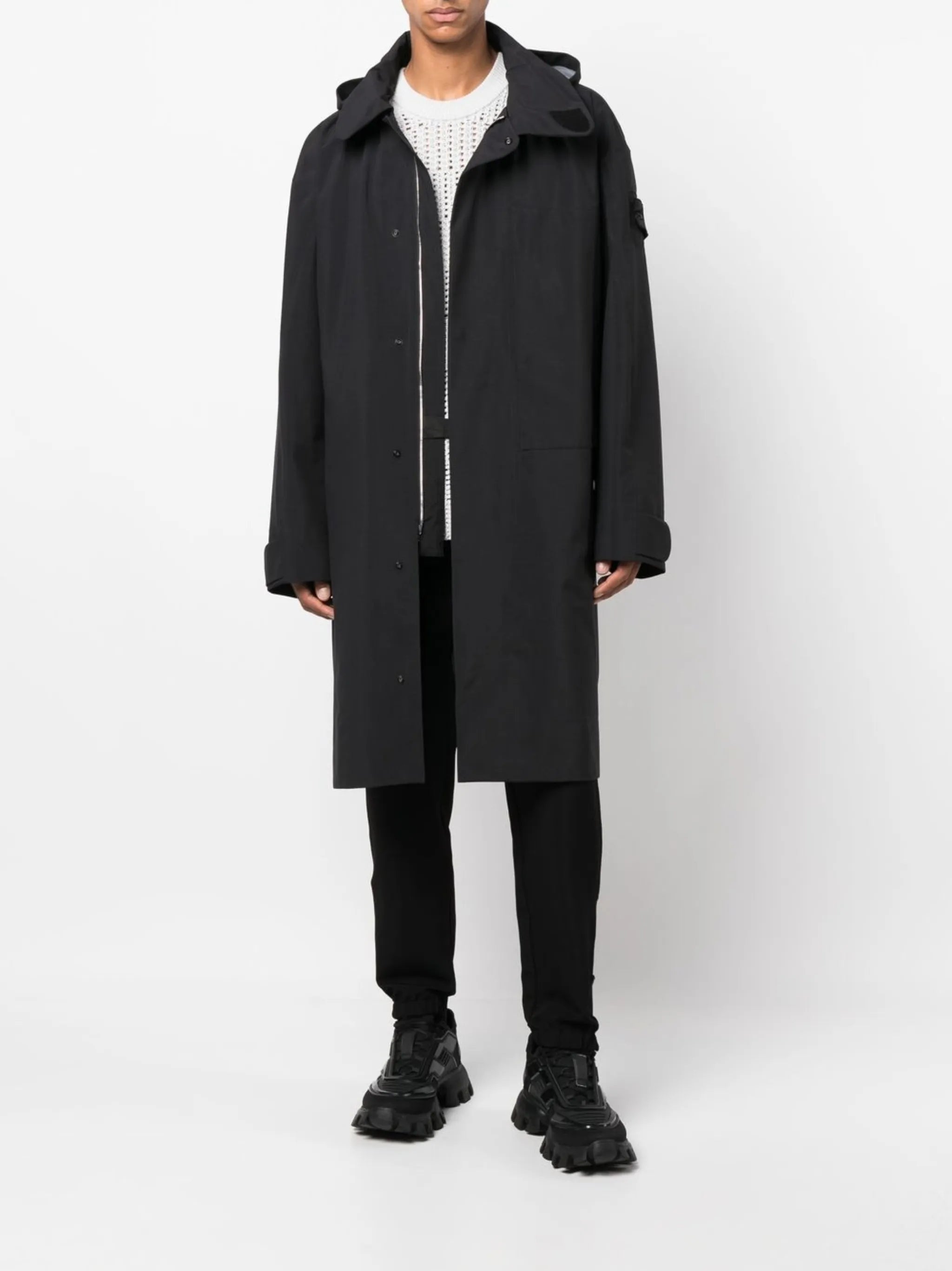 logo-patch hooded raincoat