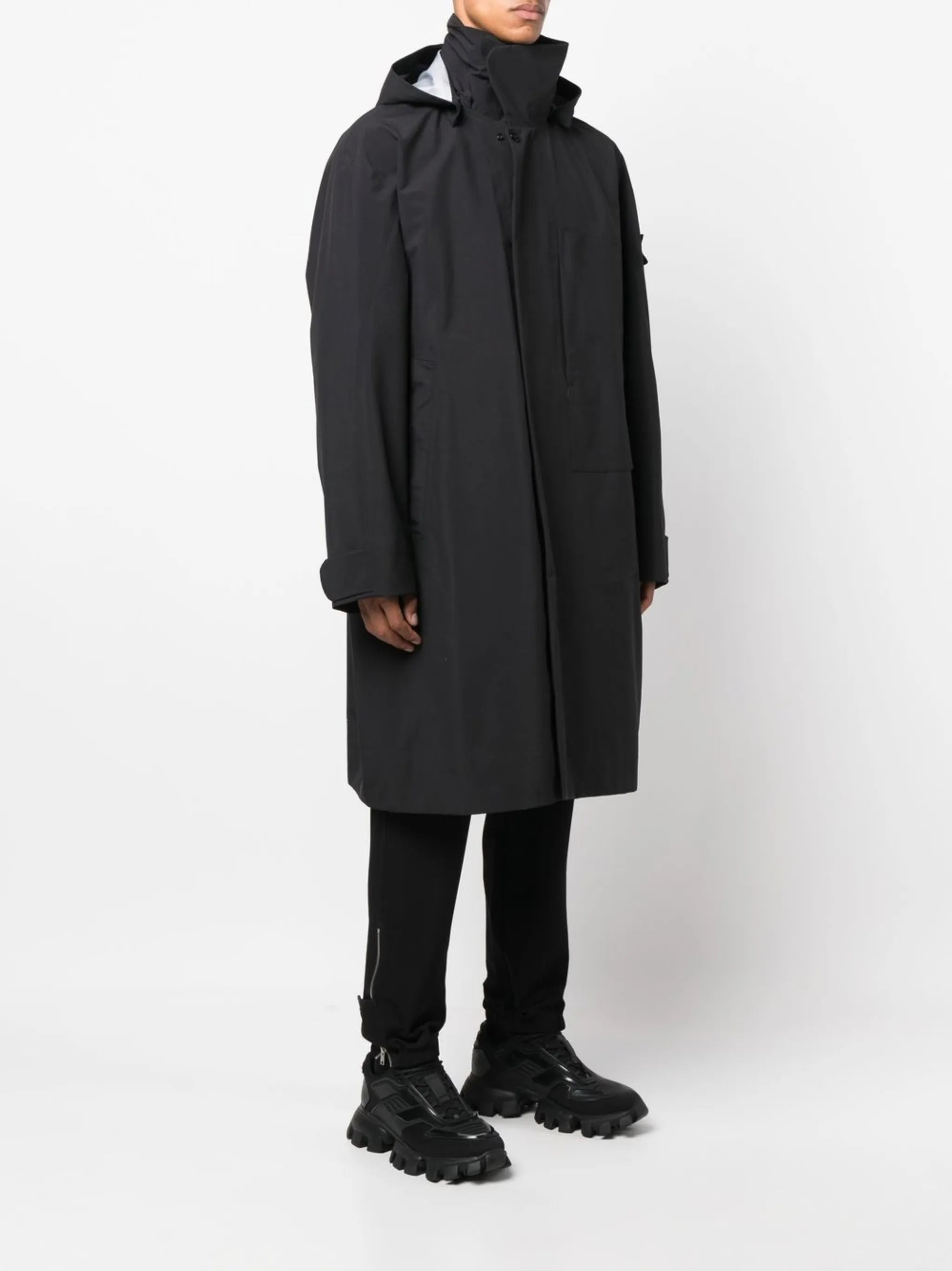 logo-patch hooded raincoat
