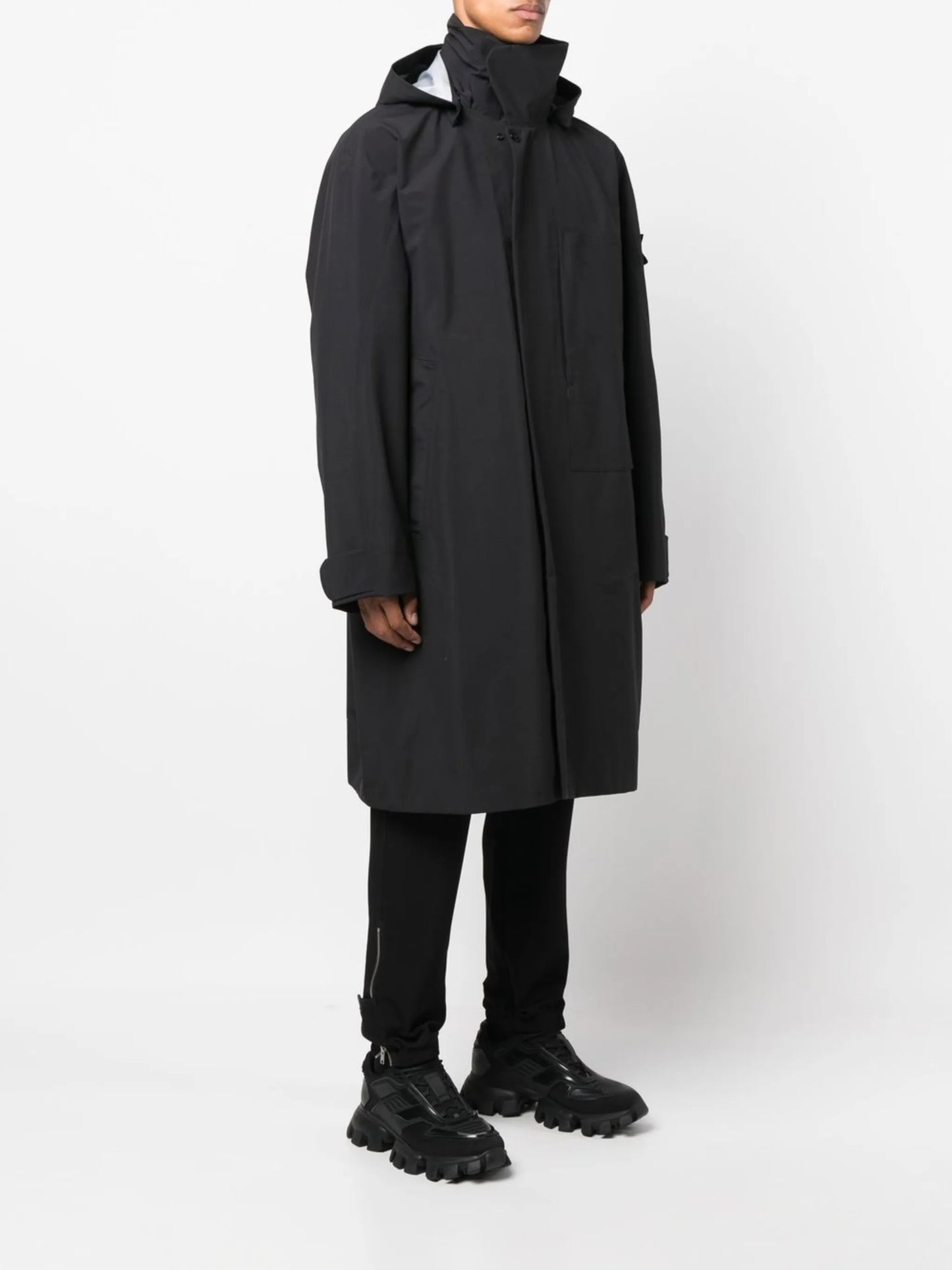 logo-patch hooded raincoat