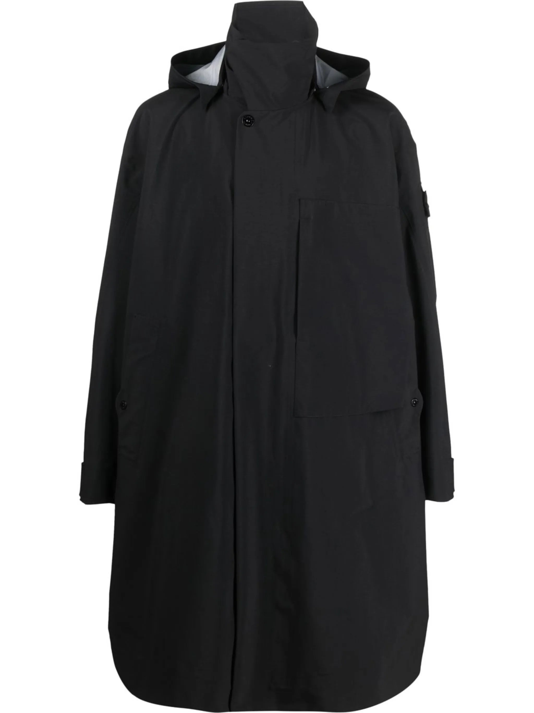 logo-patch hooded raincoat