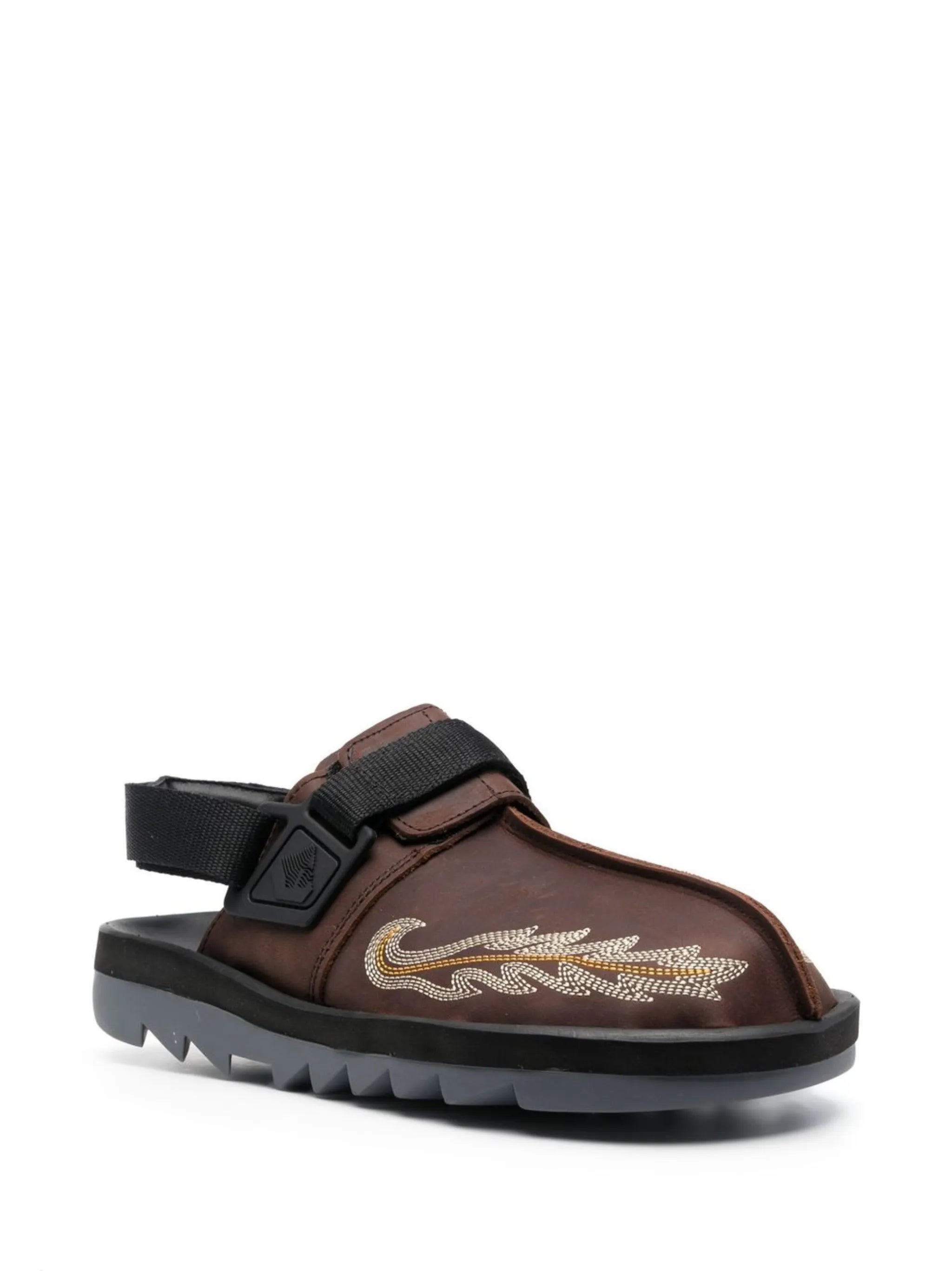 calf-leather embroidered shoes