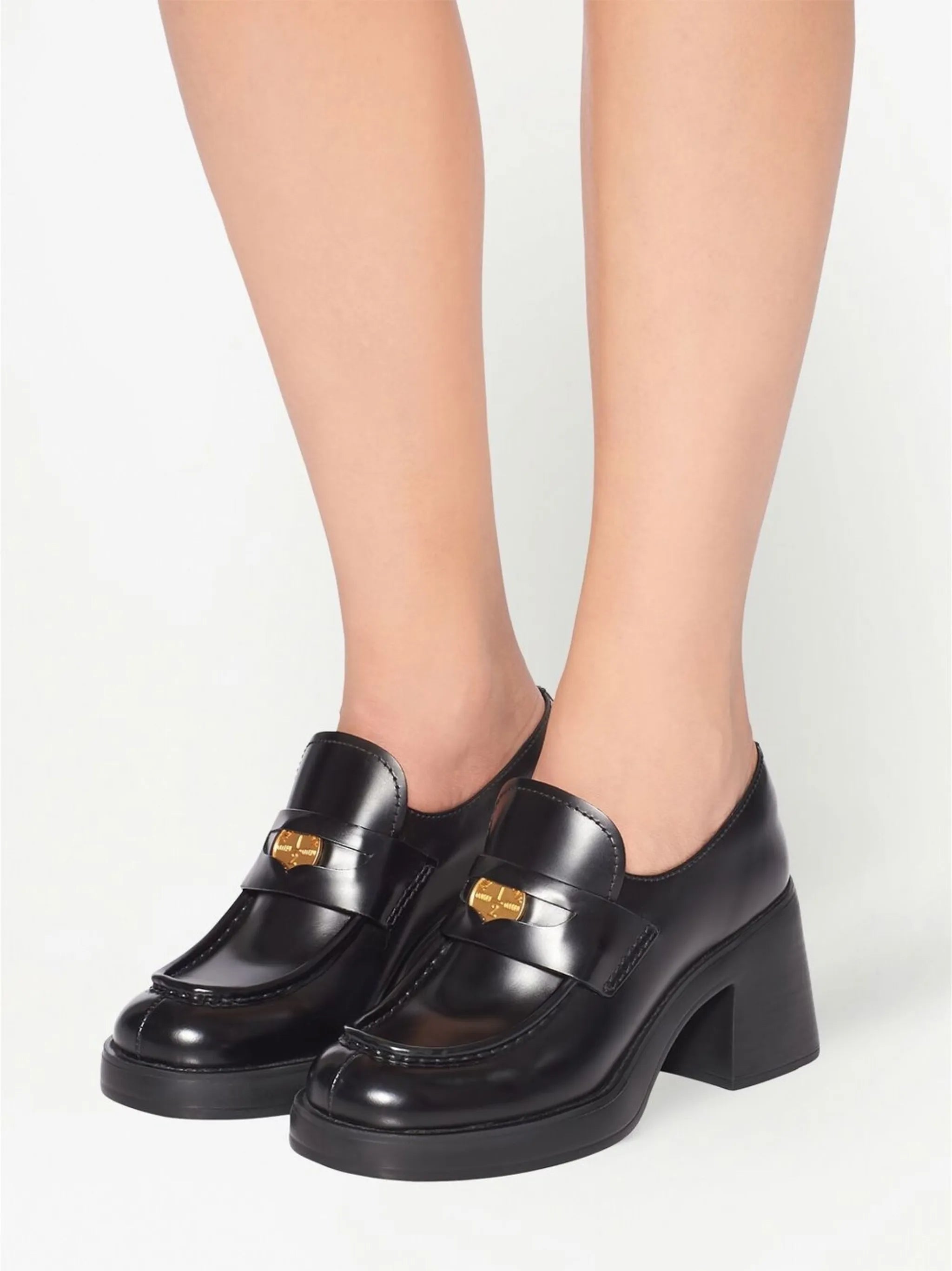 75mm heel leather penny loafers