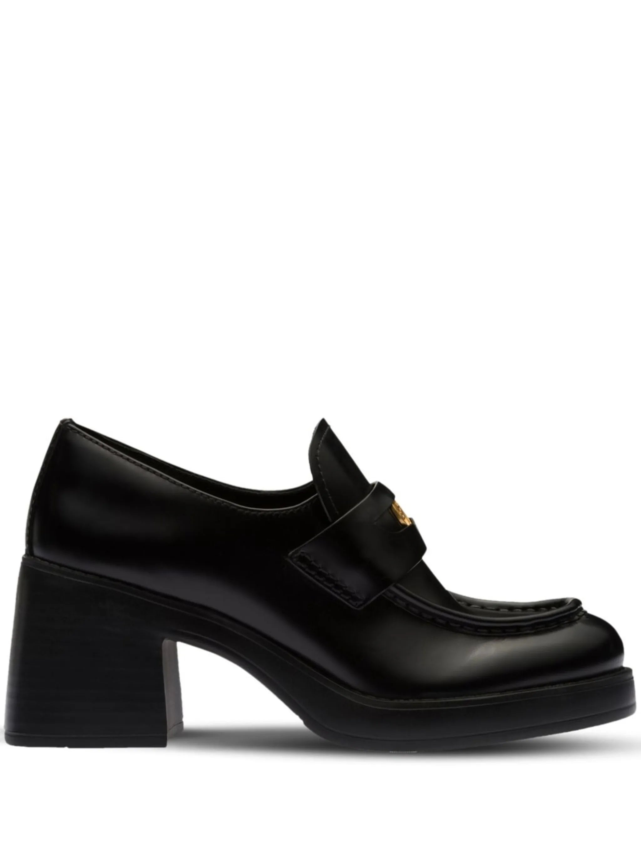 75mm heel leather penny loafers