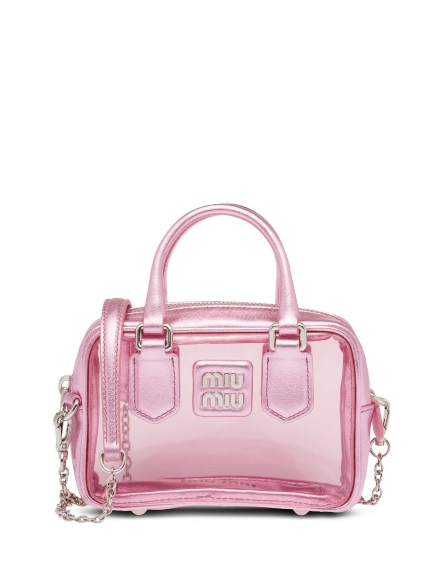 logo-appliqué clear mini bag