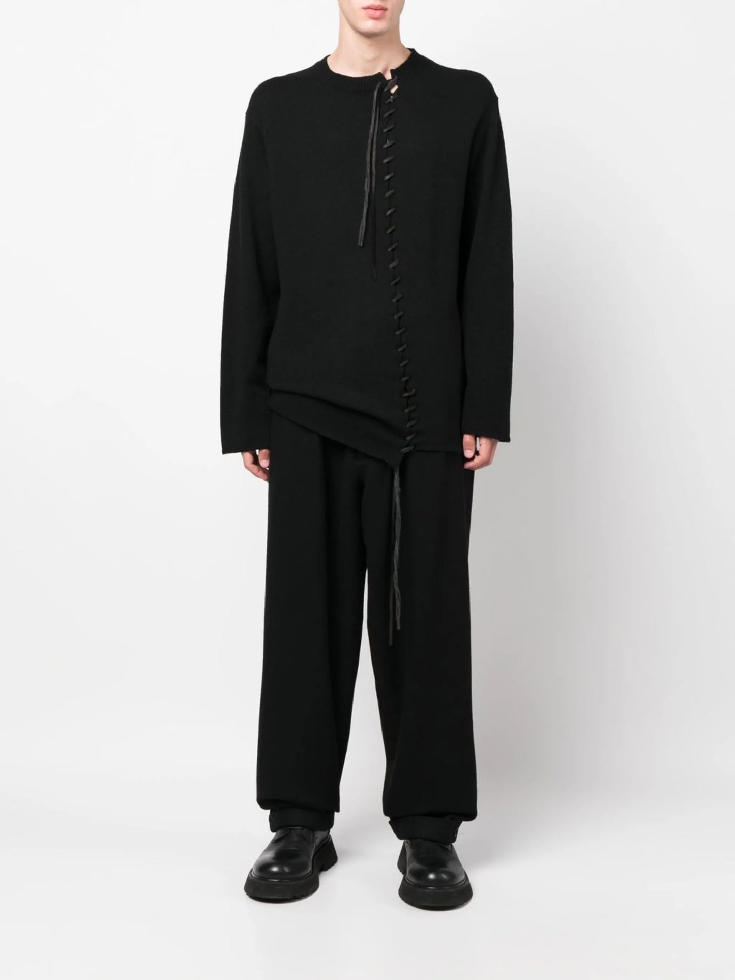 laced-front long-sleeve shirt