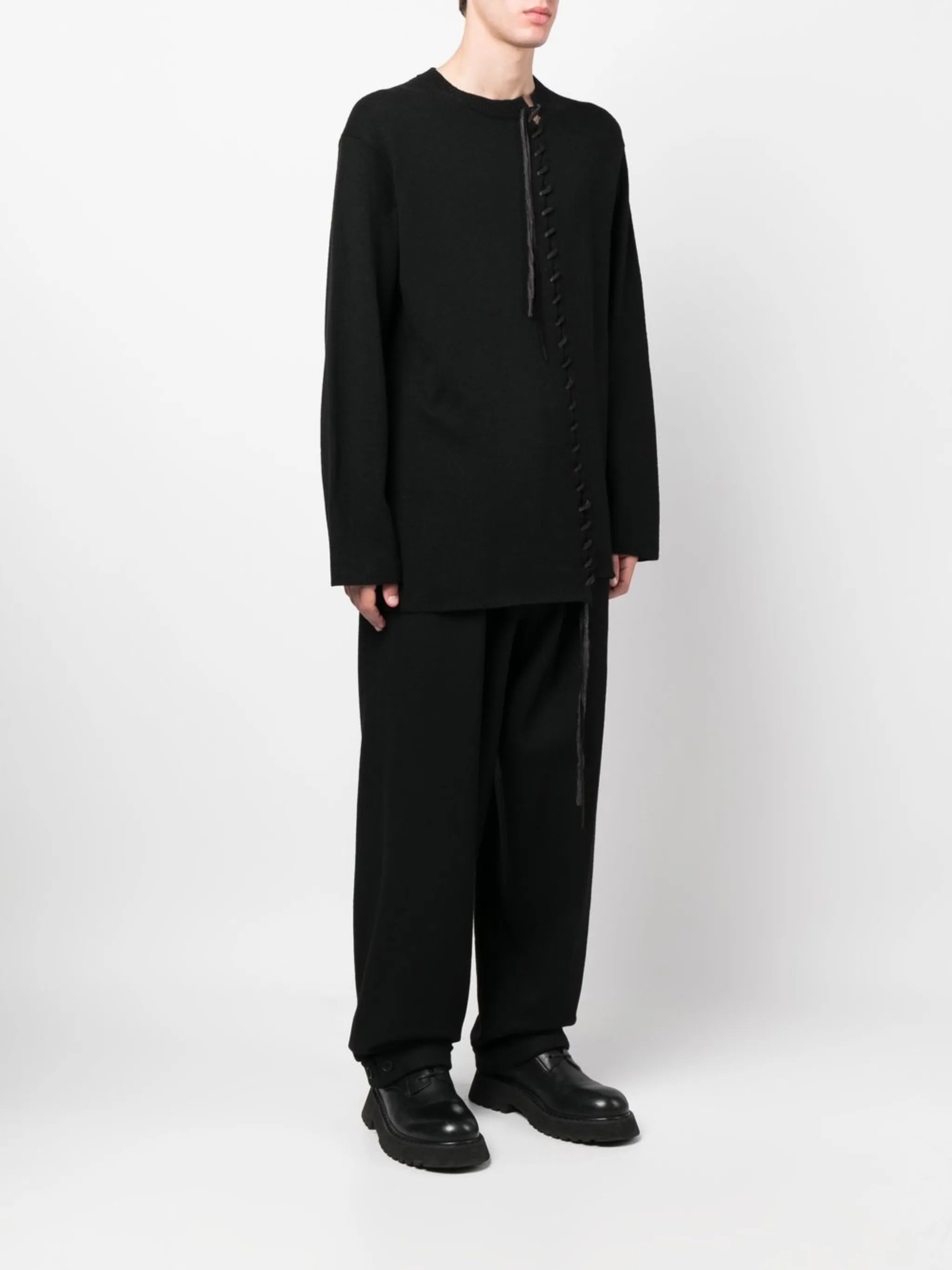 laced-front long-sleeve shirt