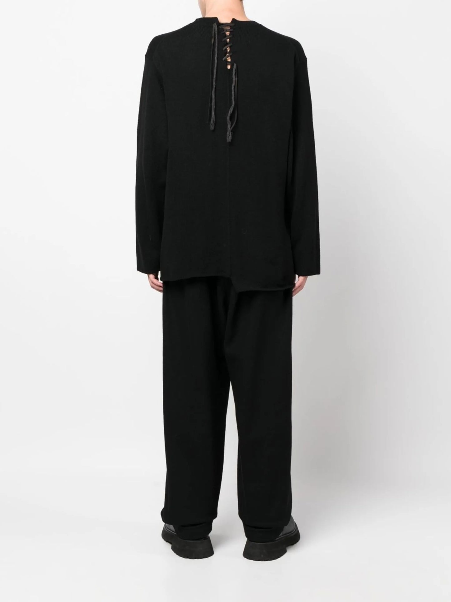 laced-front long-sleeve shirt