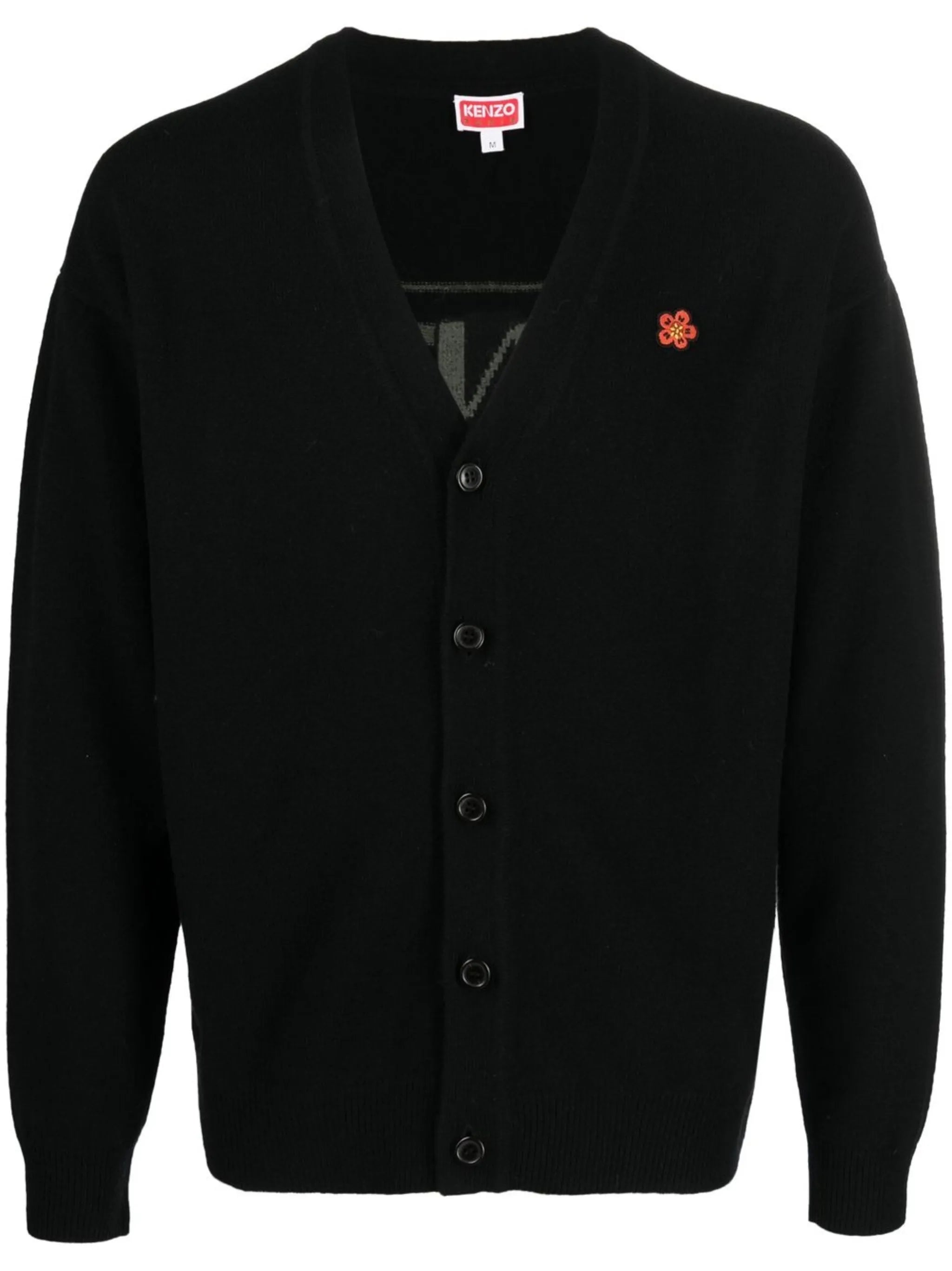 patch-detail wool cardigan