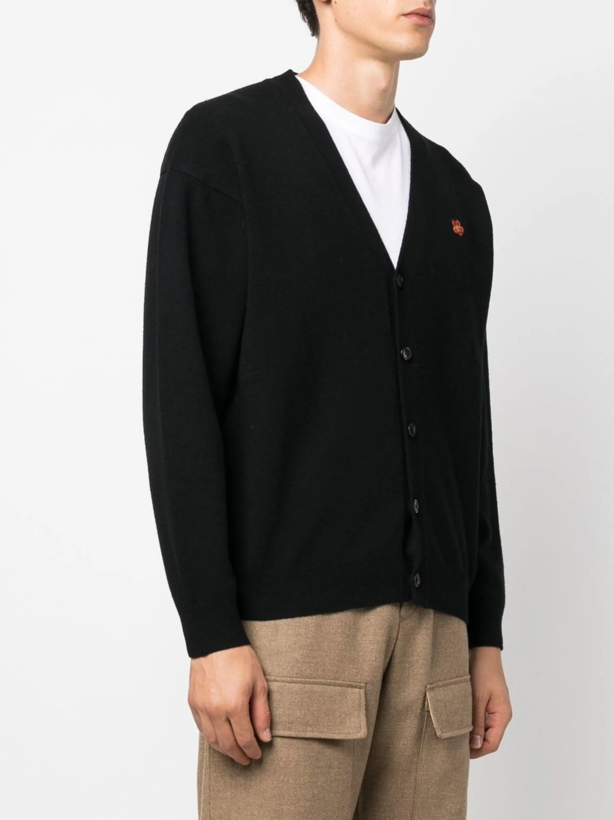patch-detail wool cardigan