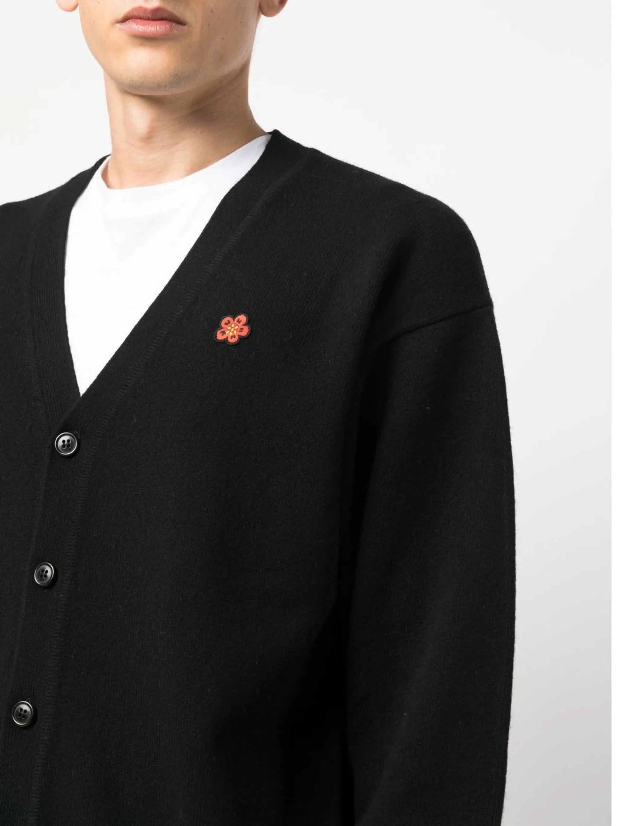 patch-detail wool cardigan