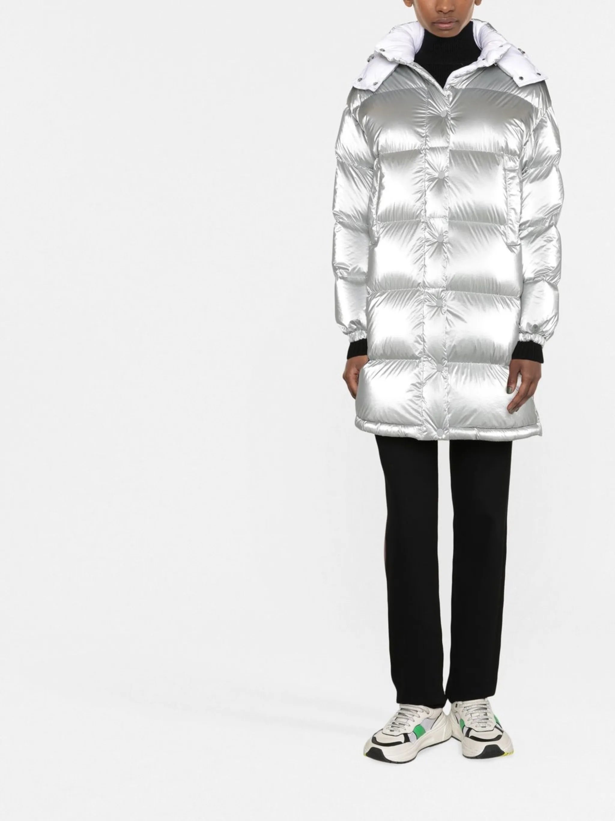 logo-patch padded coat