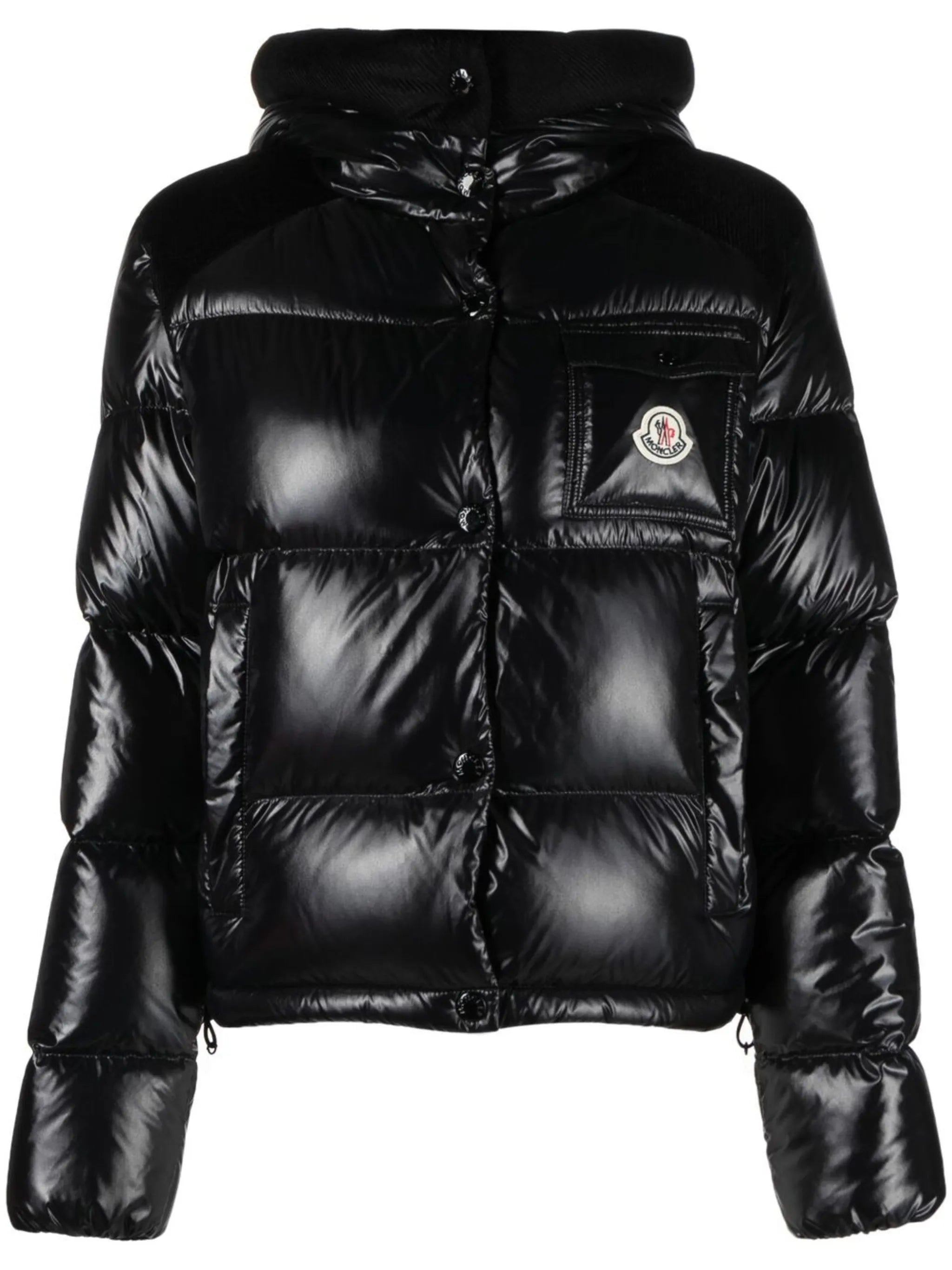 logo-patch hooded padded jacket