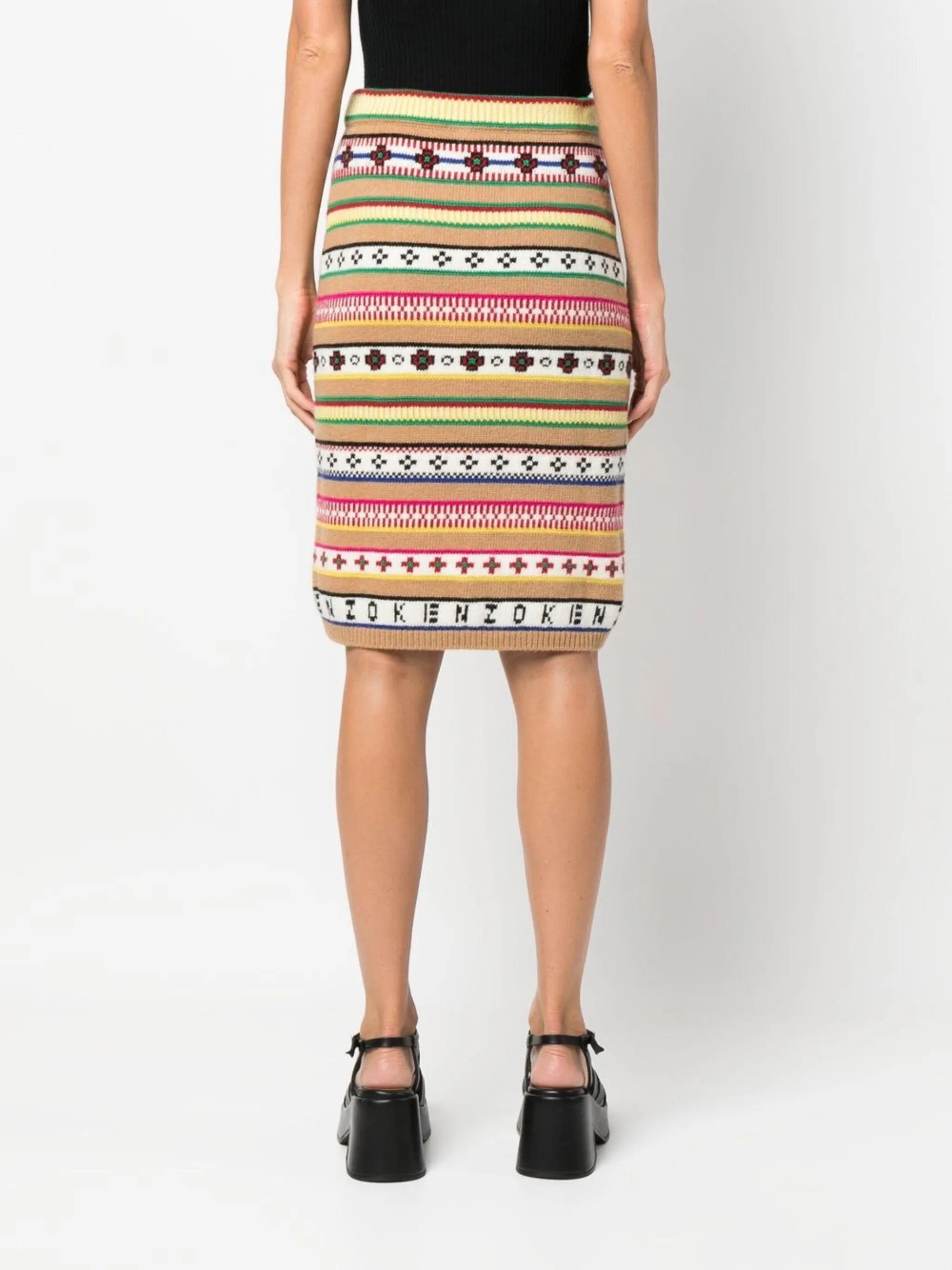 intarsia-knit high-waisted skirt