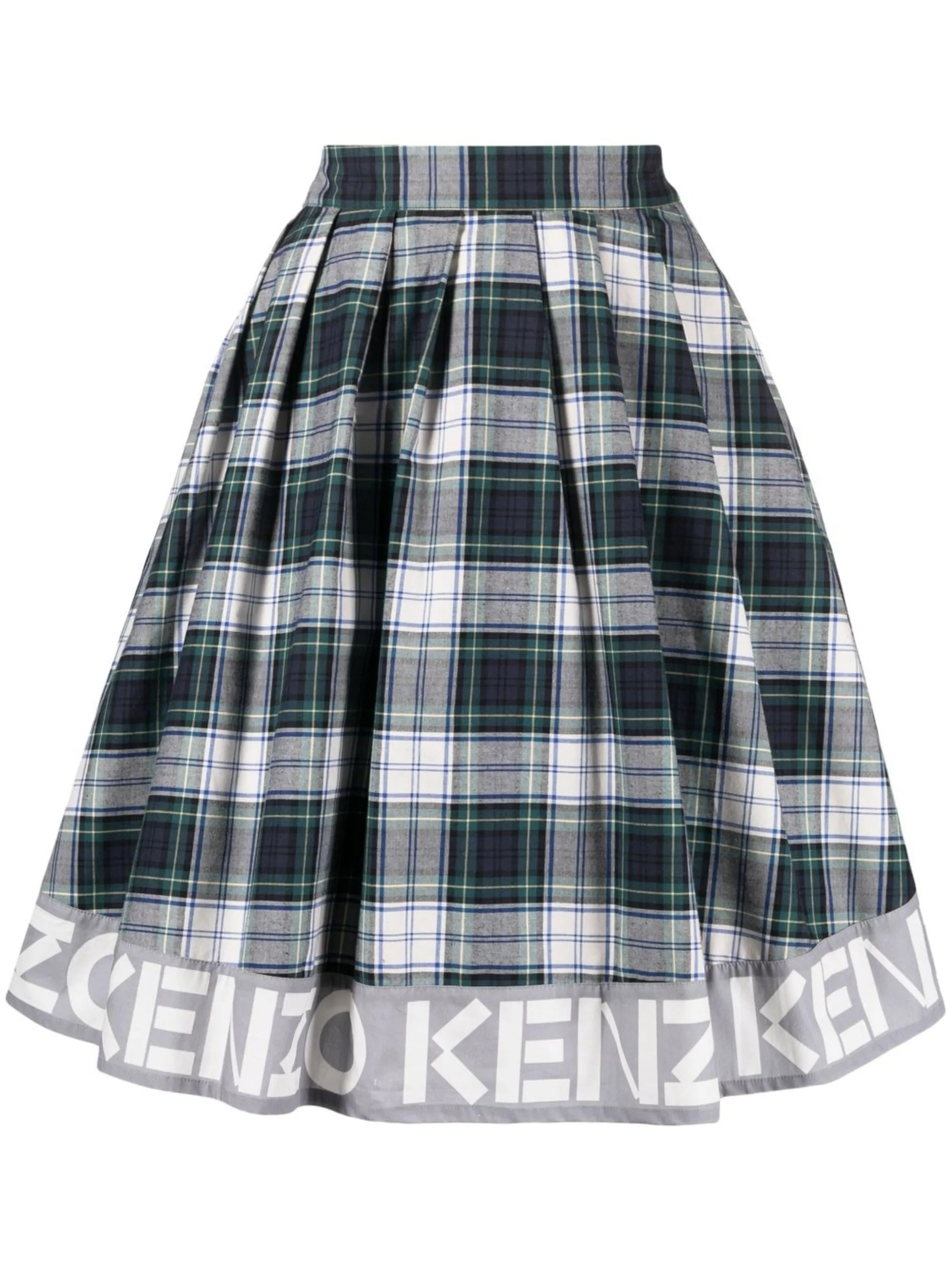 logo-print check skirt