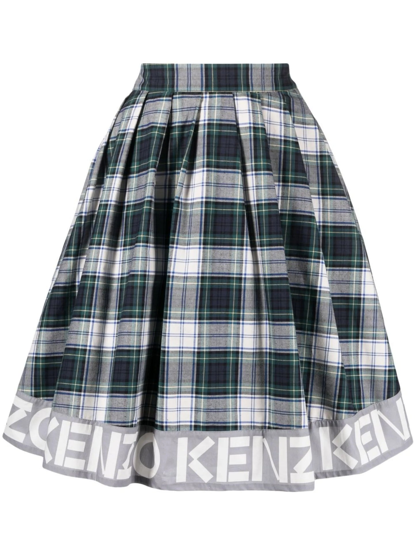 logo-print check skirt