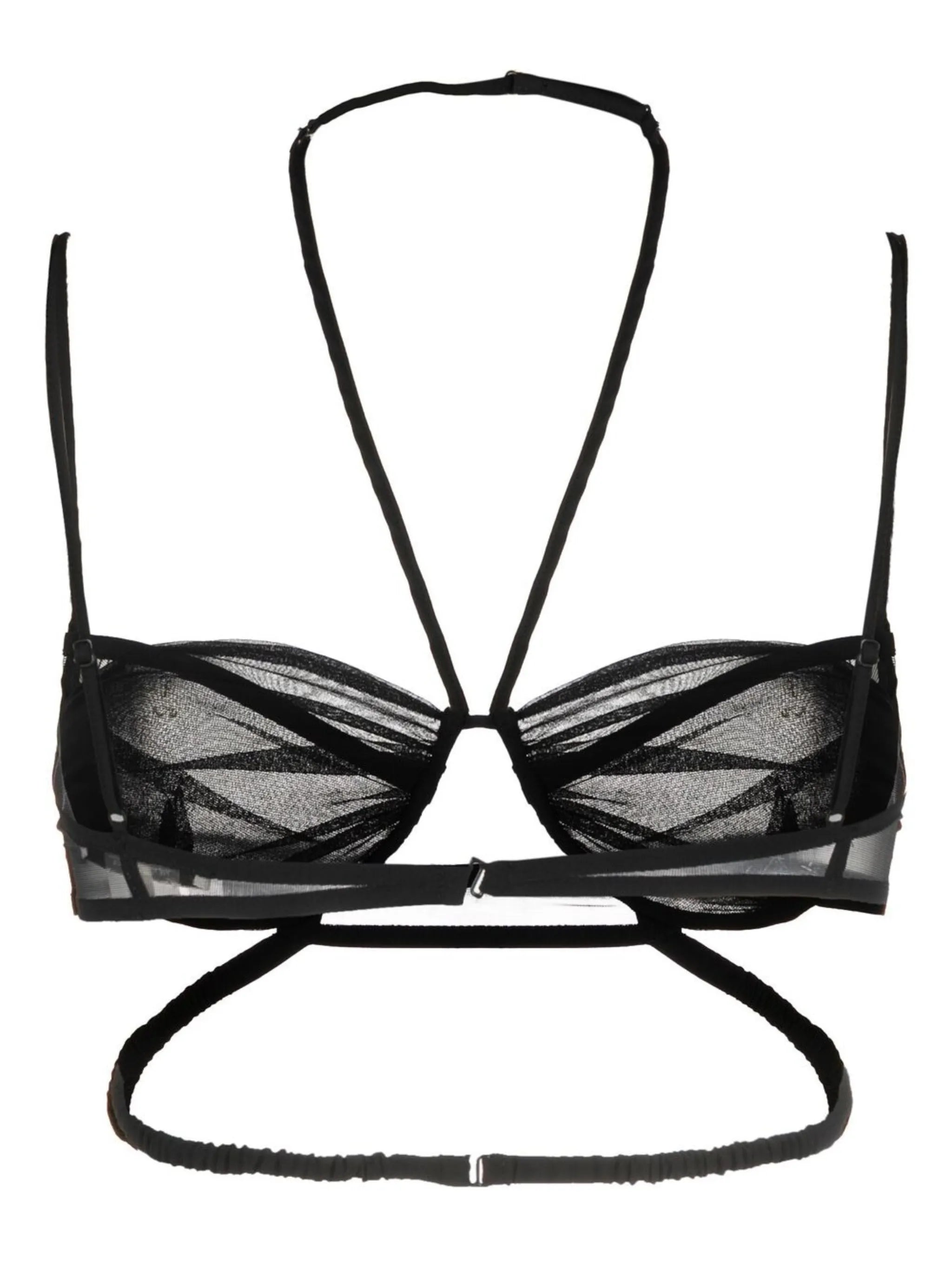 sheer-panel halterneck bra