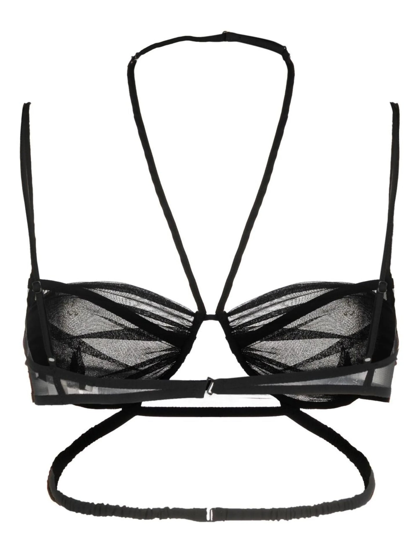 sheer-panel halterneck bra