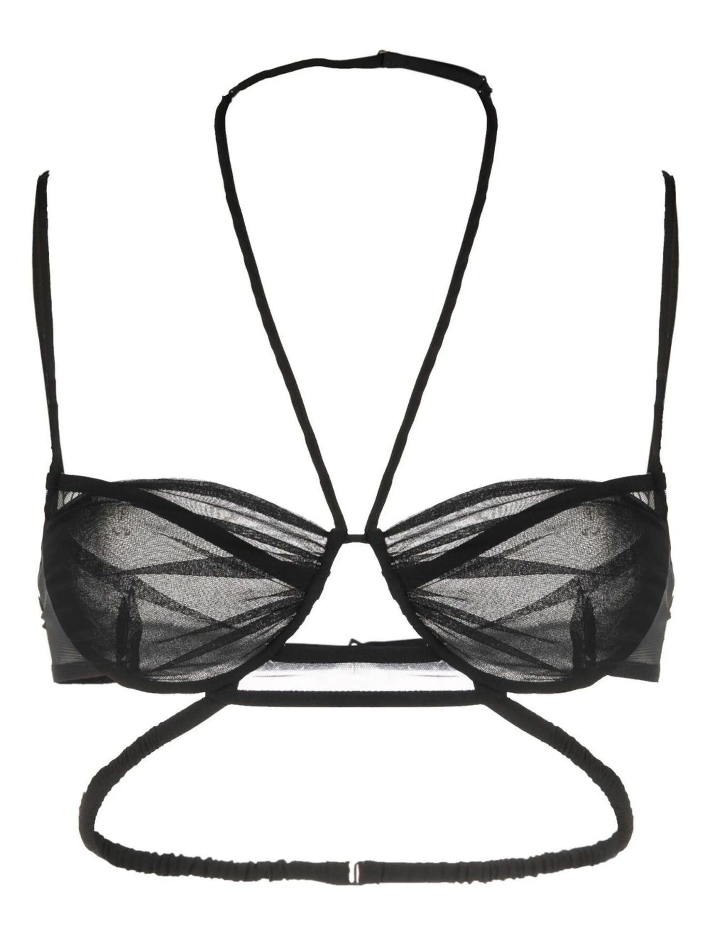 sheer-panel halterneck bra