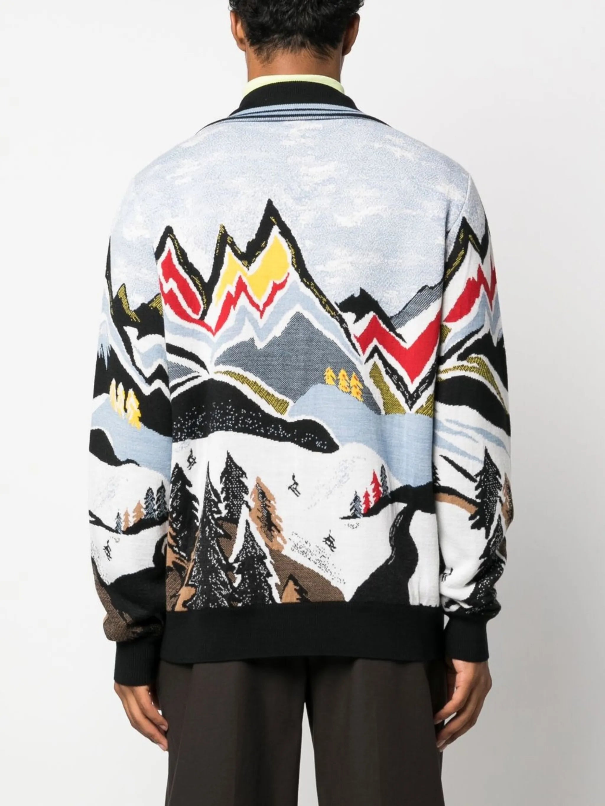 intarsia-knit zip-up jumper