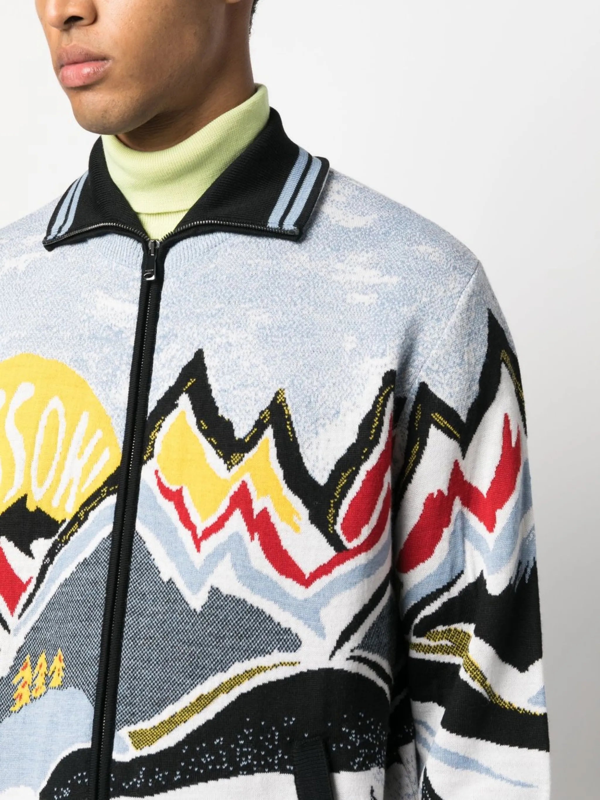 intarsia-knit zip-up jumper