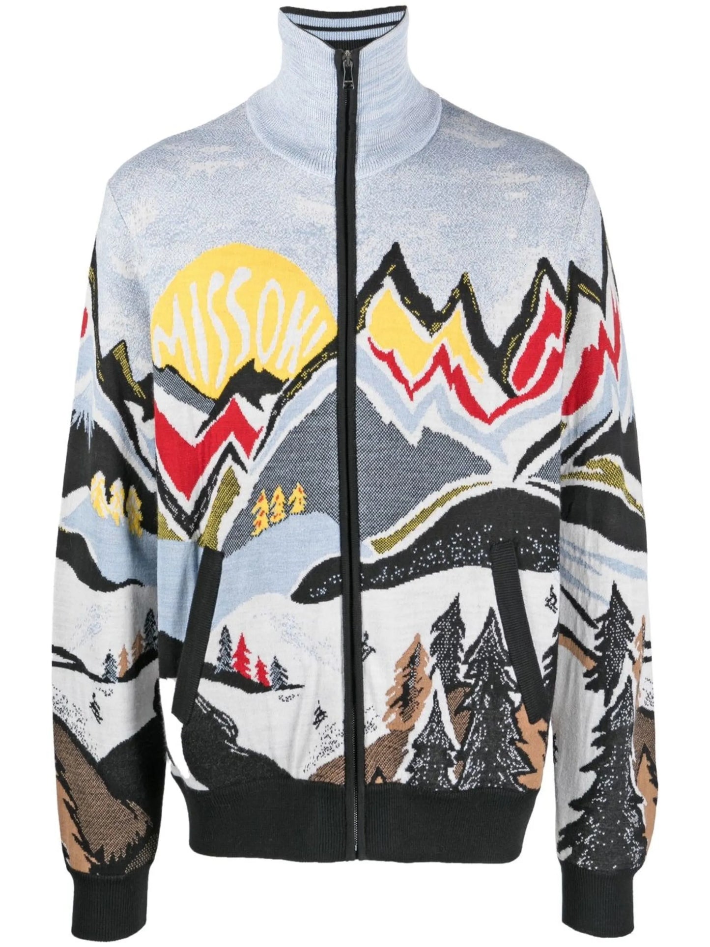 intarsia-knit zip-up jumper