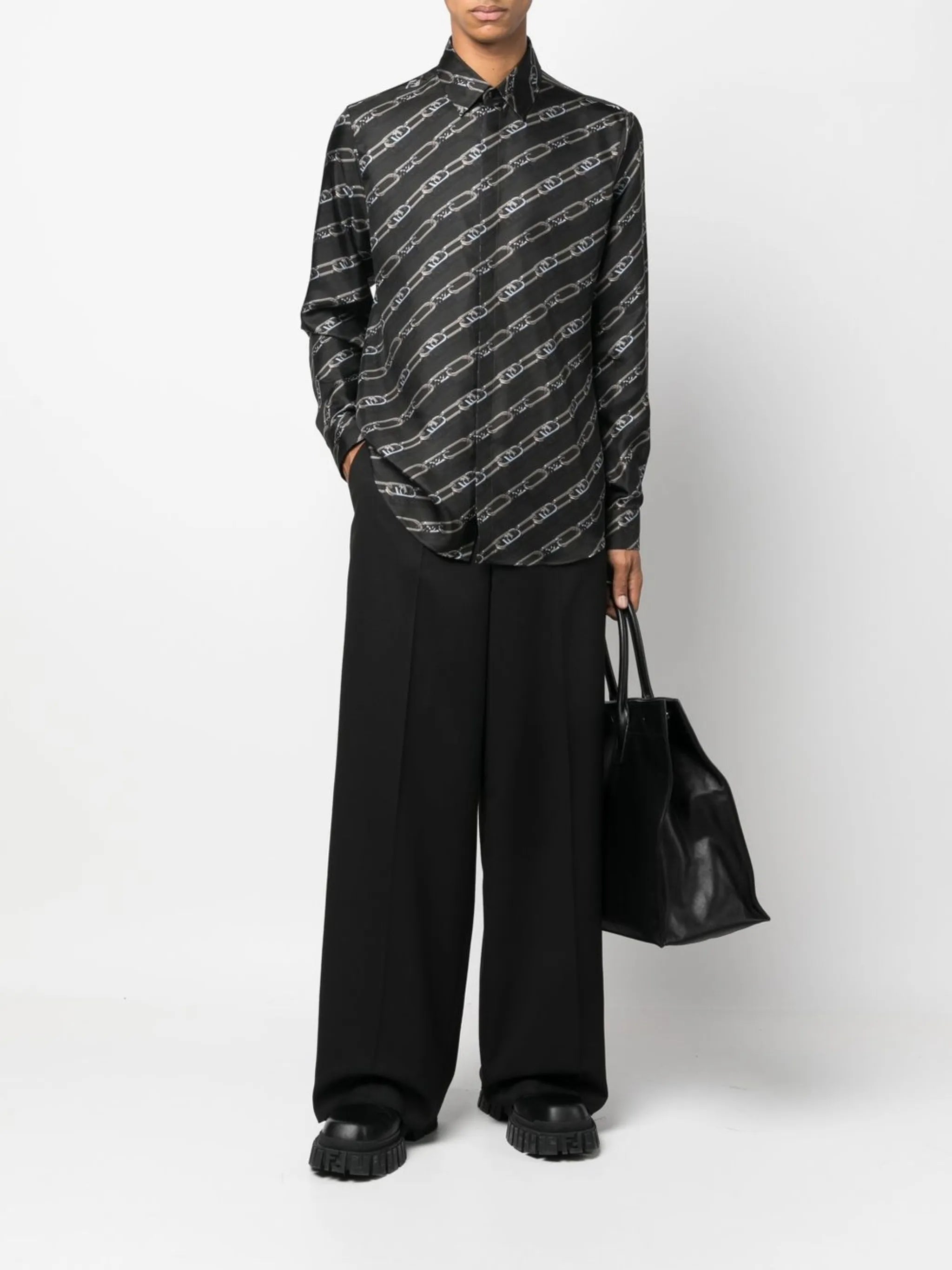 FF-logo print silk shirt