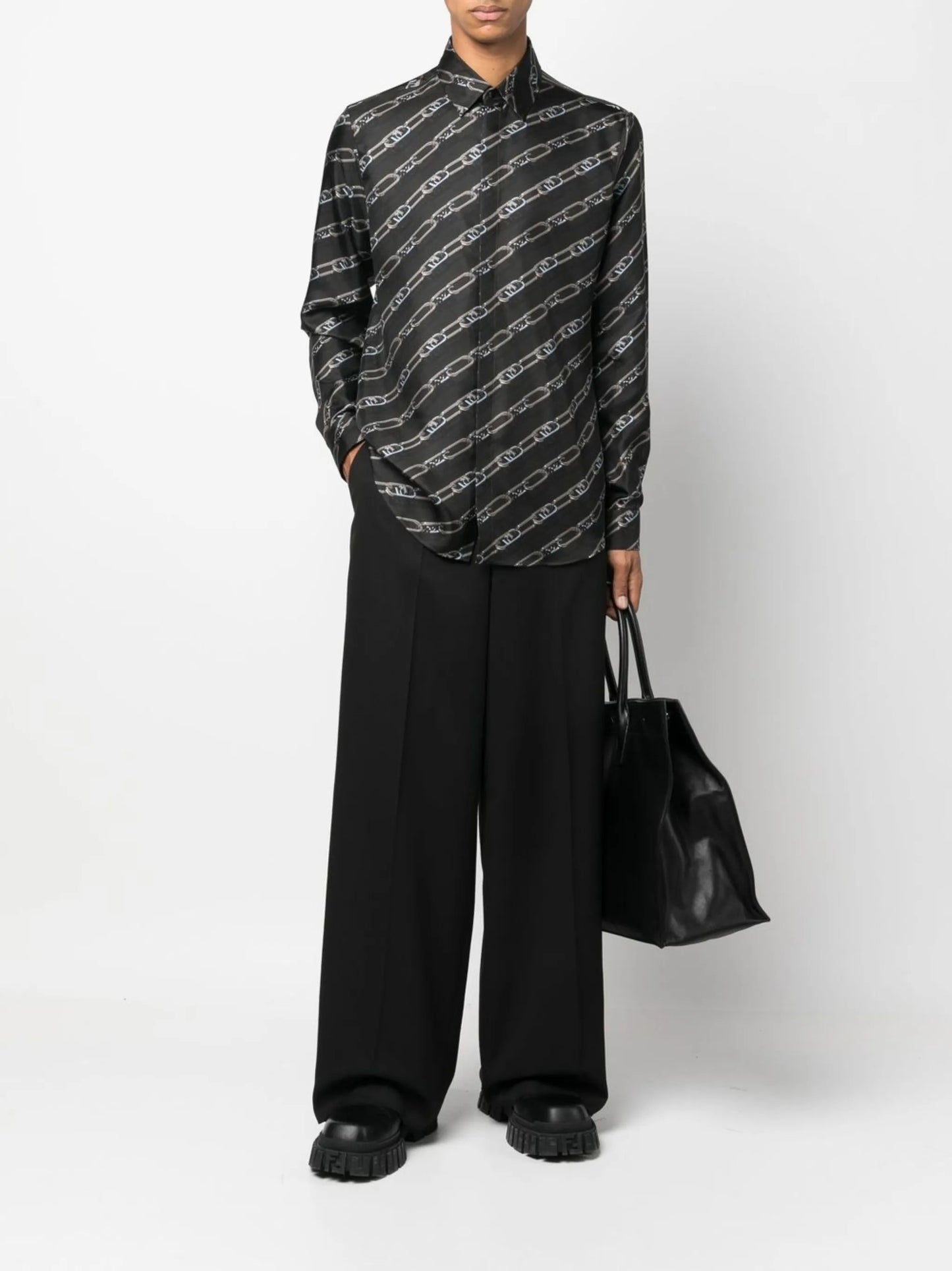FF-logo print silk shirt