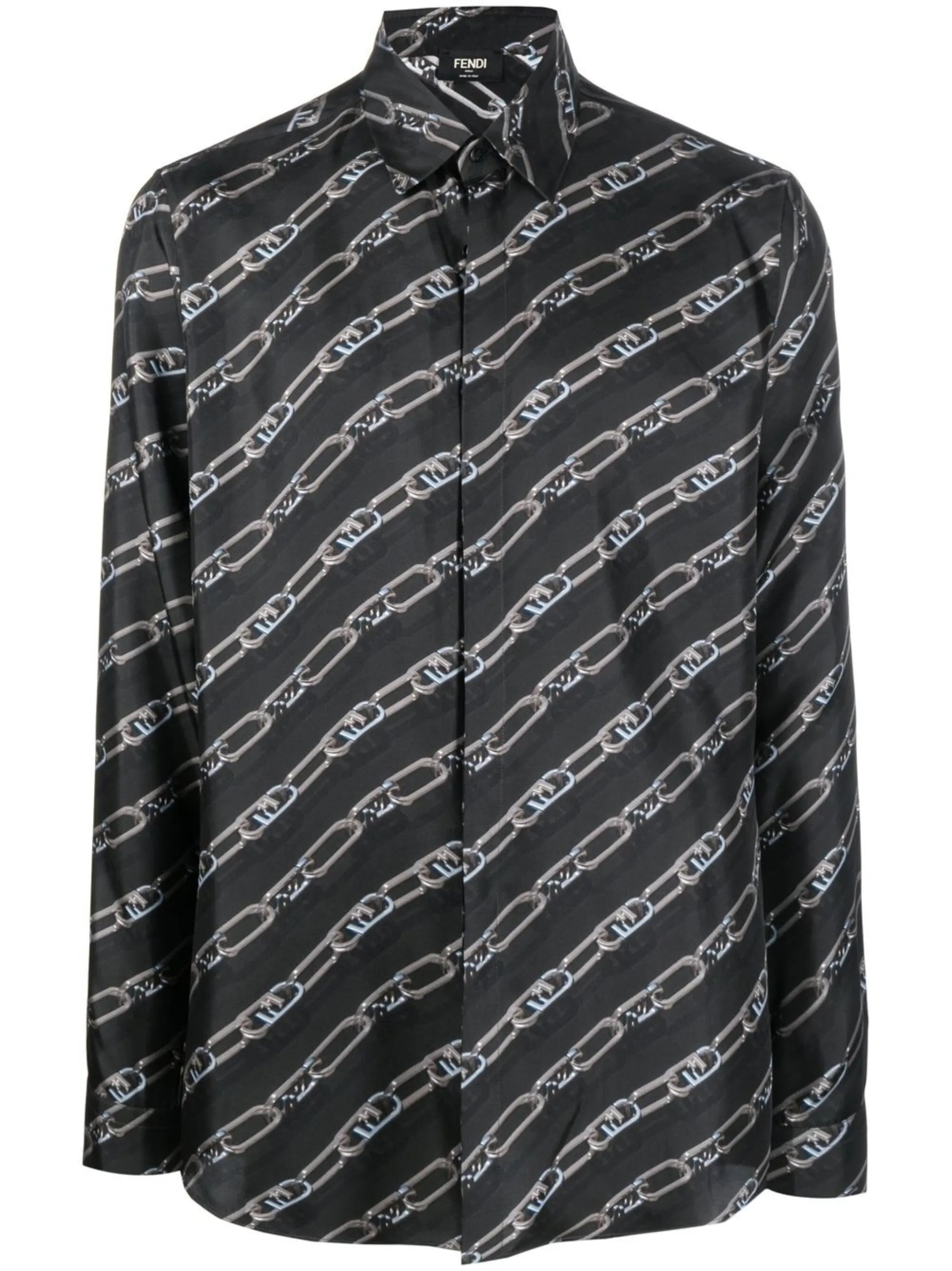 FF-logo print silk shirt